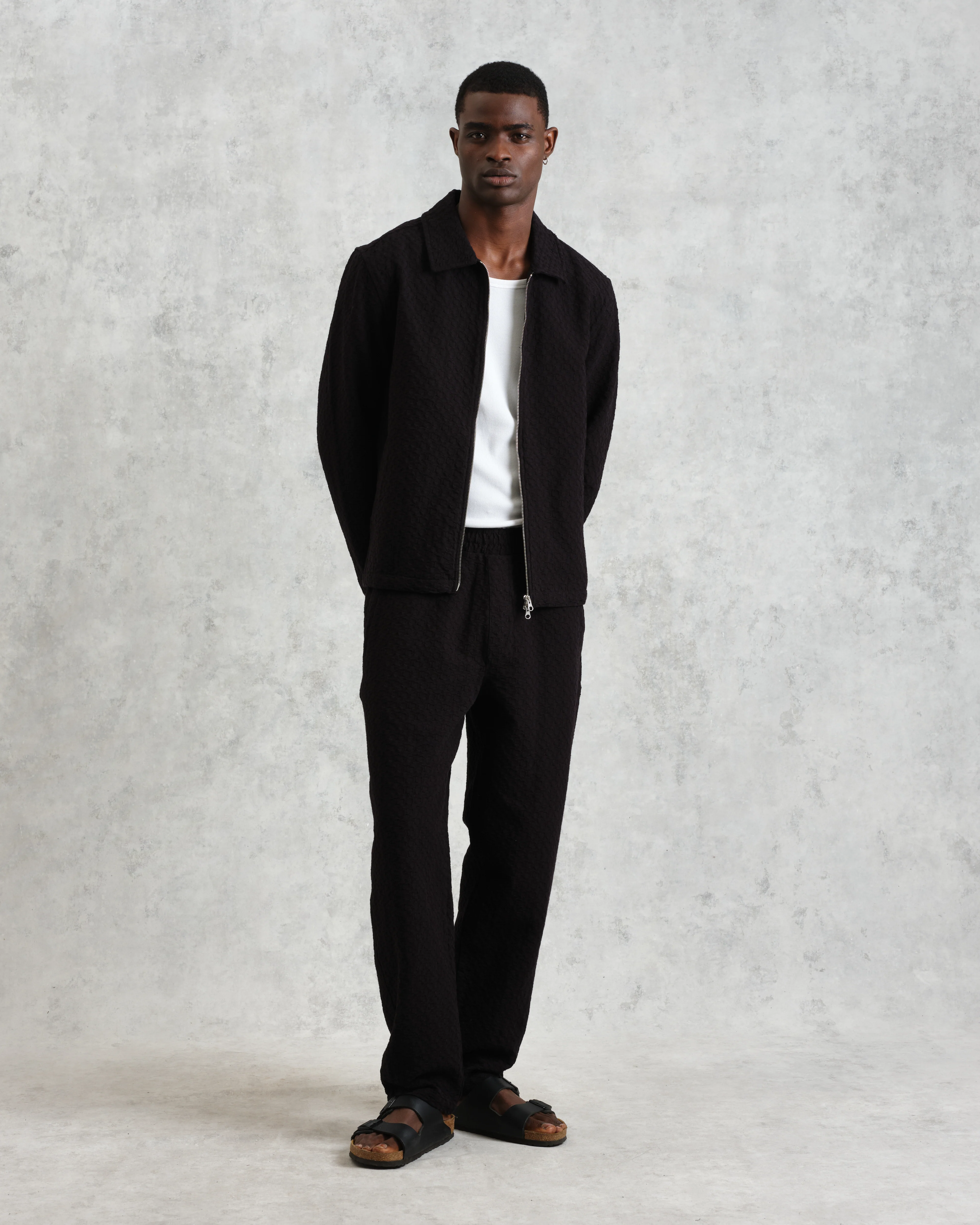Eldon - Black Floral Diamond Cotton Jacket - Image 6