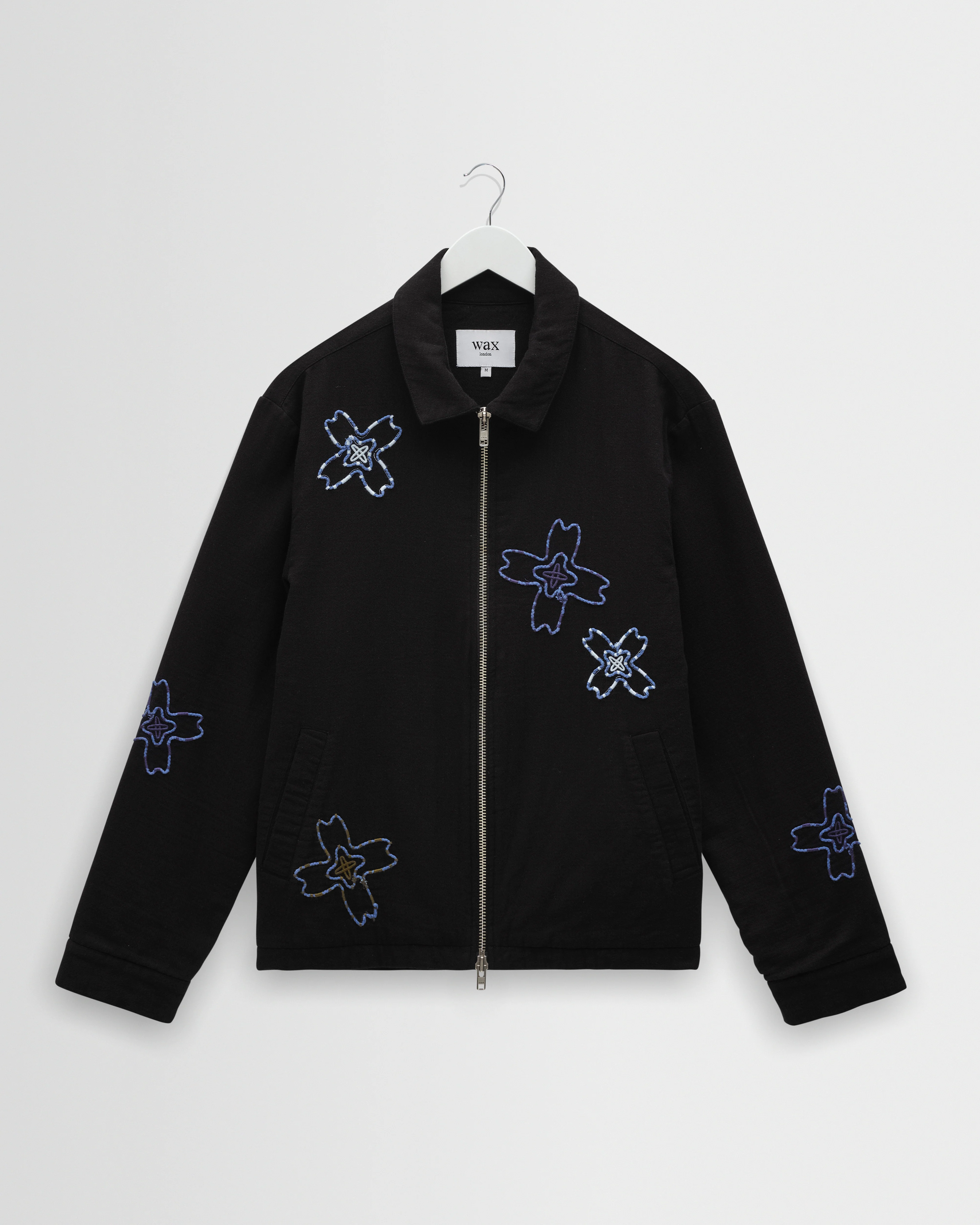 Eldon - Black Floral Embroidered Cotton Twill Jacket