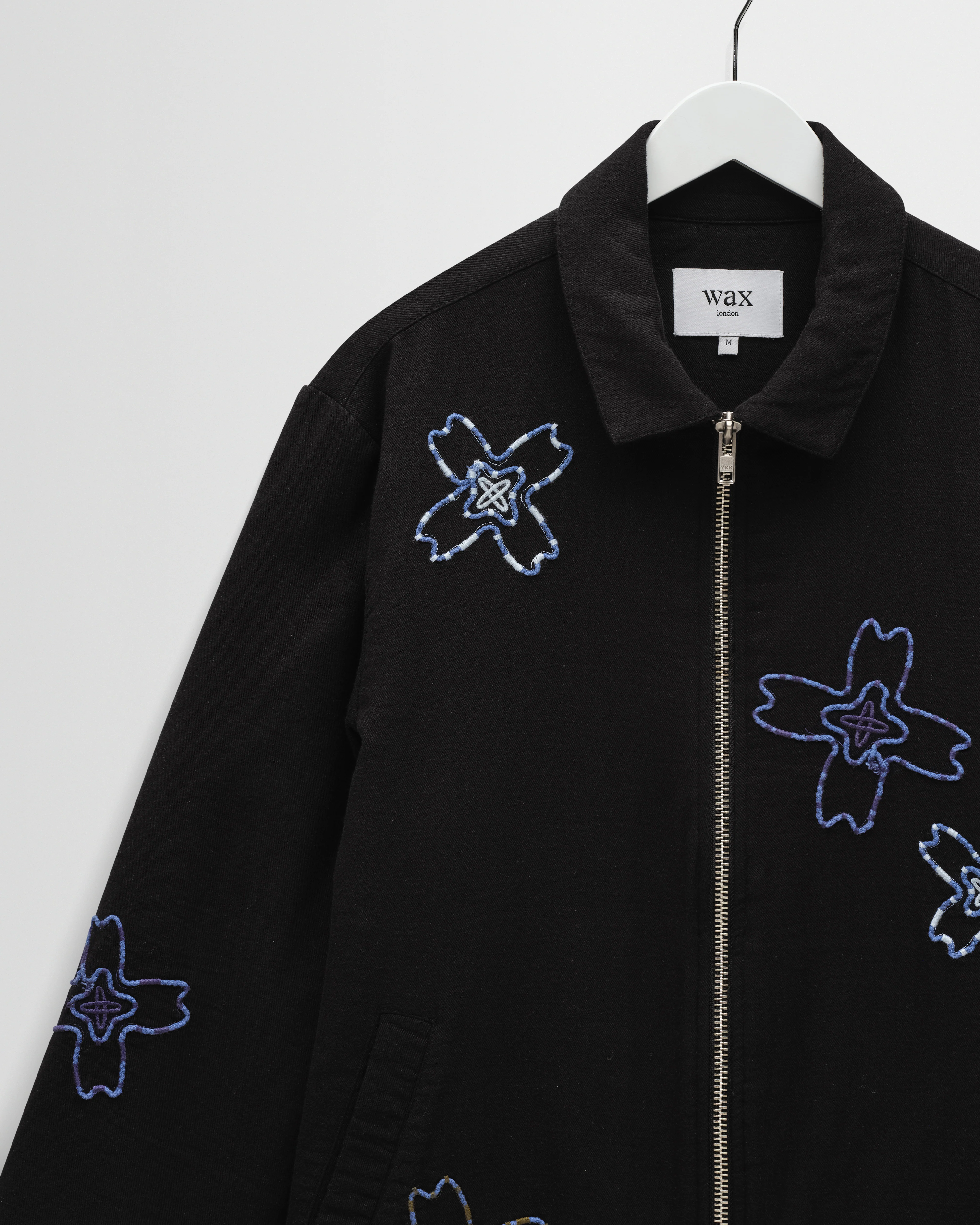 Eldon - Black Floral Embroidered Cotton Twill Jacket - Image 8