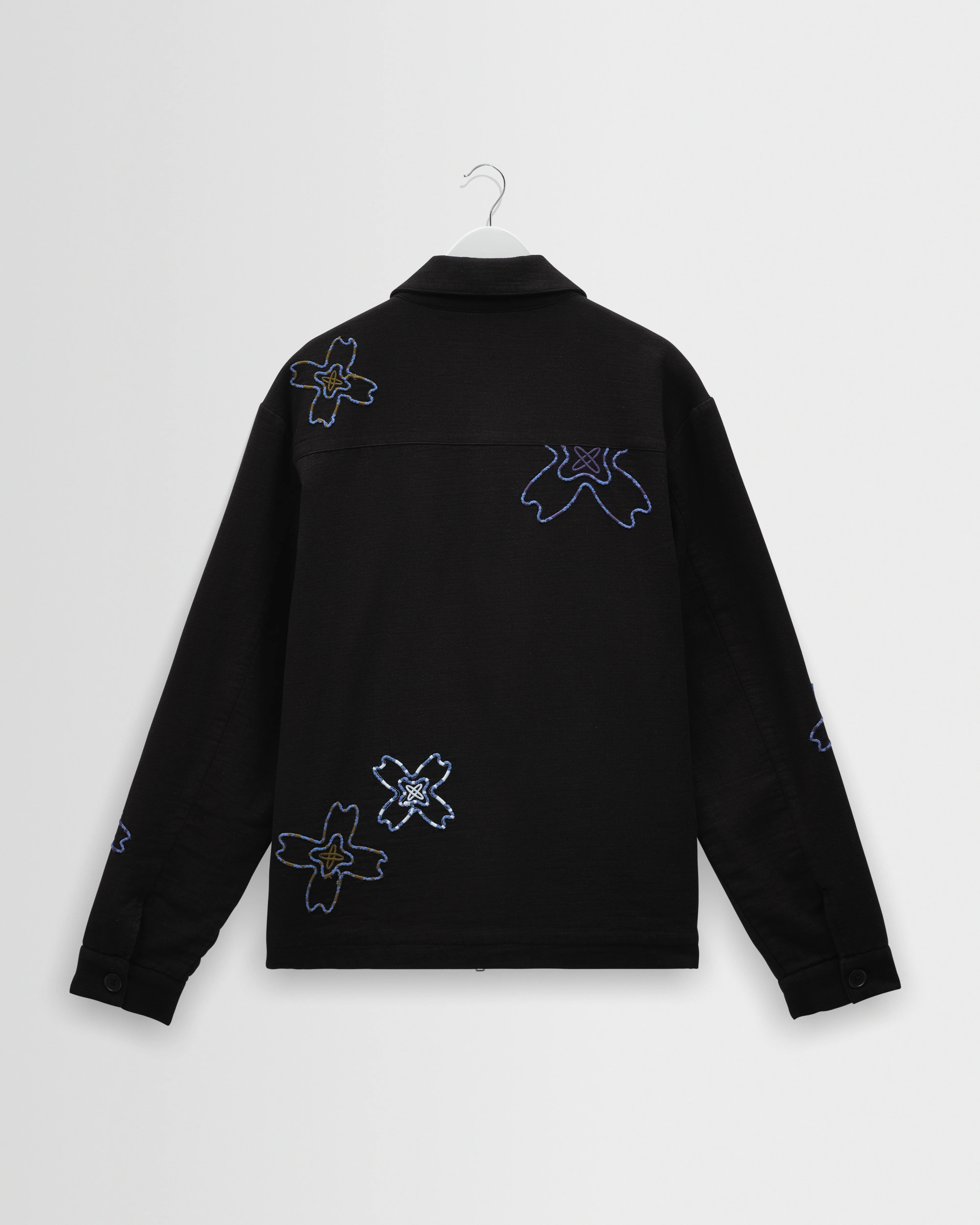 Eldon - Black Floral Embroidered Cotton Twill Jacket - Image 9