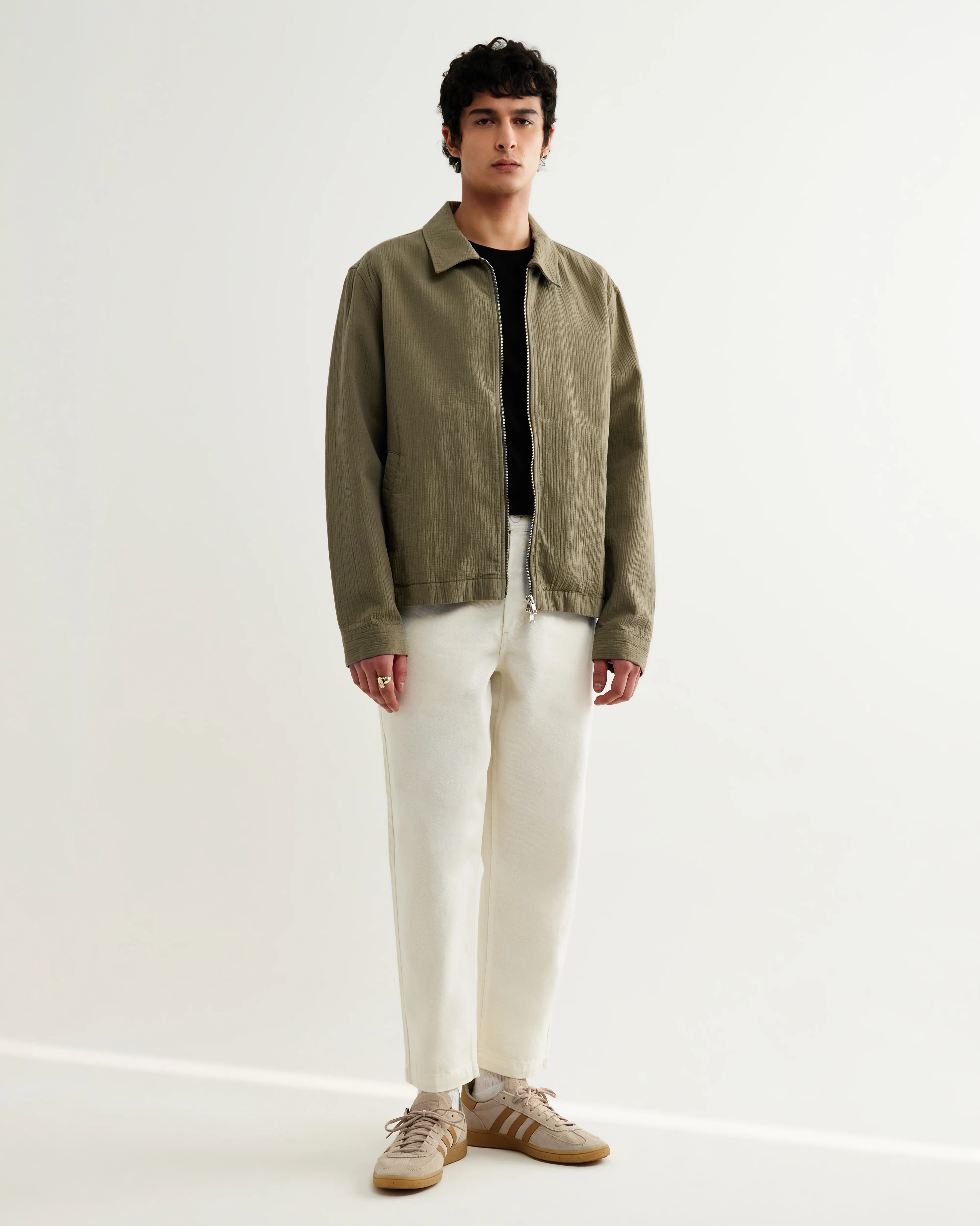 Eldon - Khaki Crinkle Cotton-Linen Jacket - Image 4