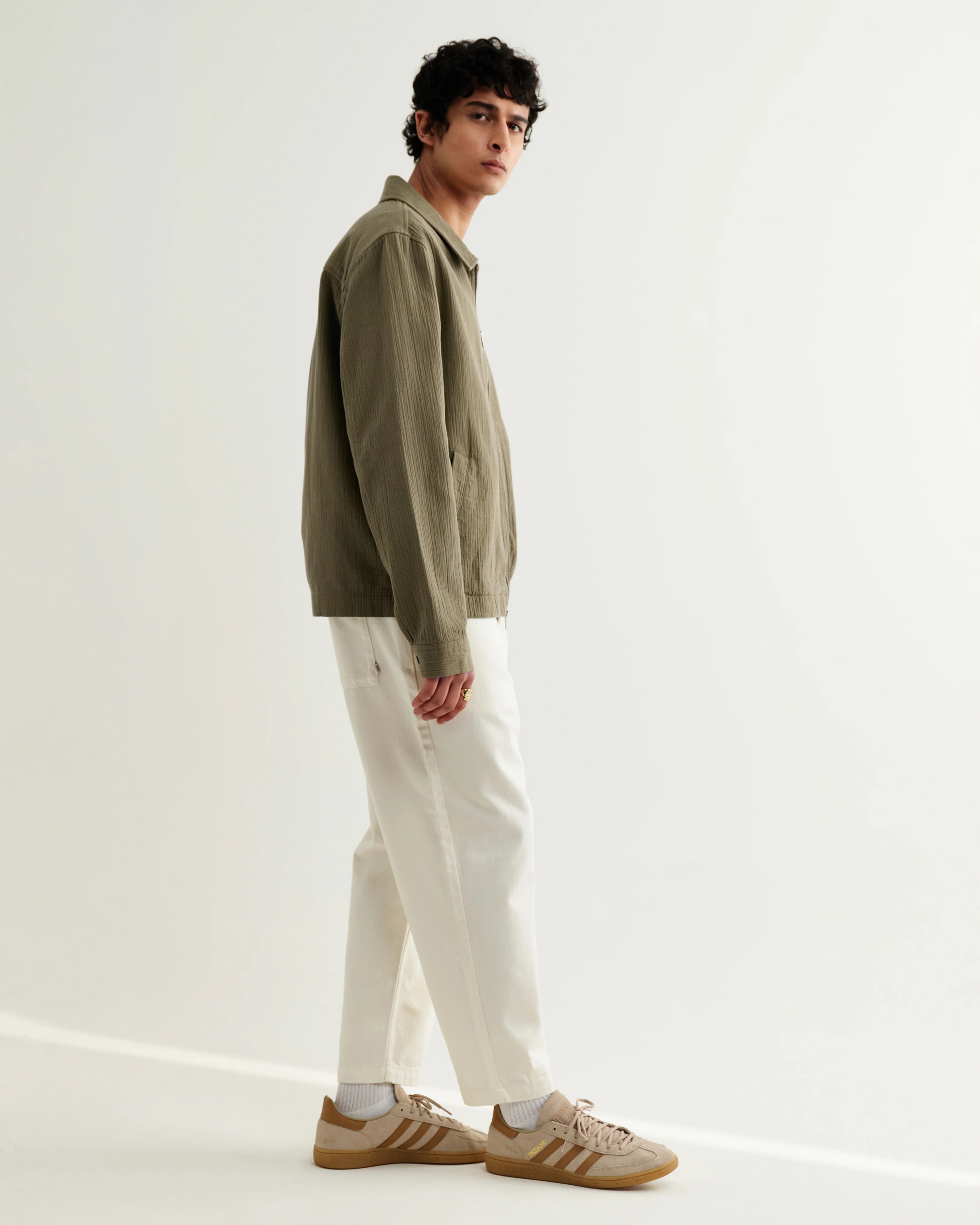 Eldon - Khaki Crinkle Cotton-Linen Jacket - Image 5