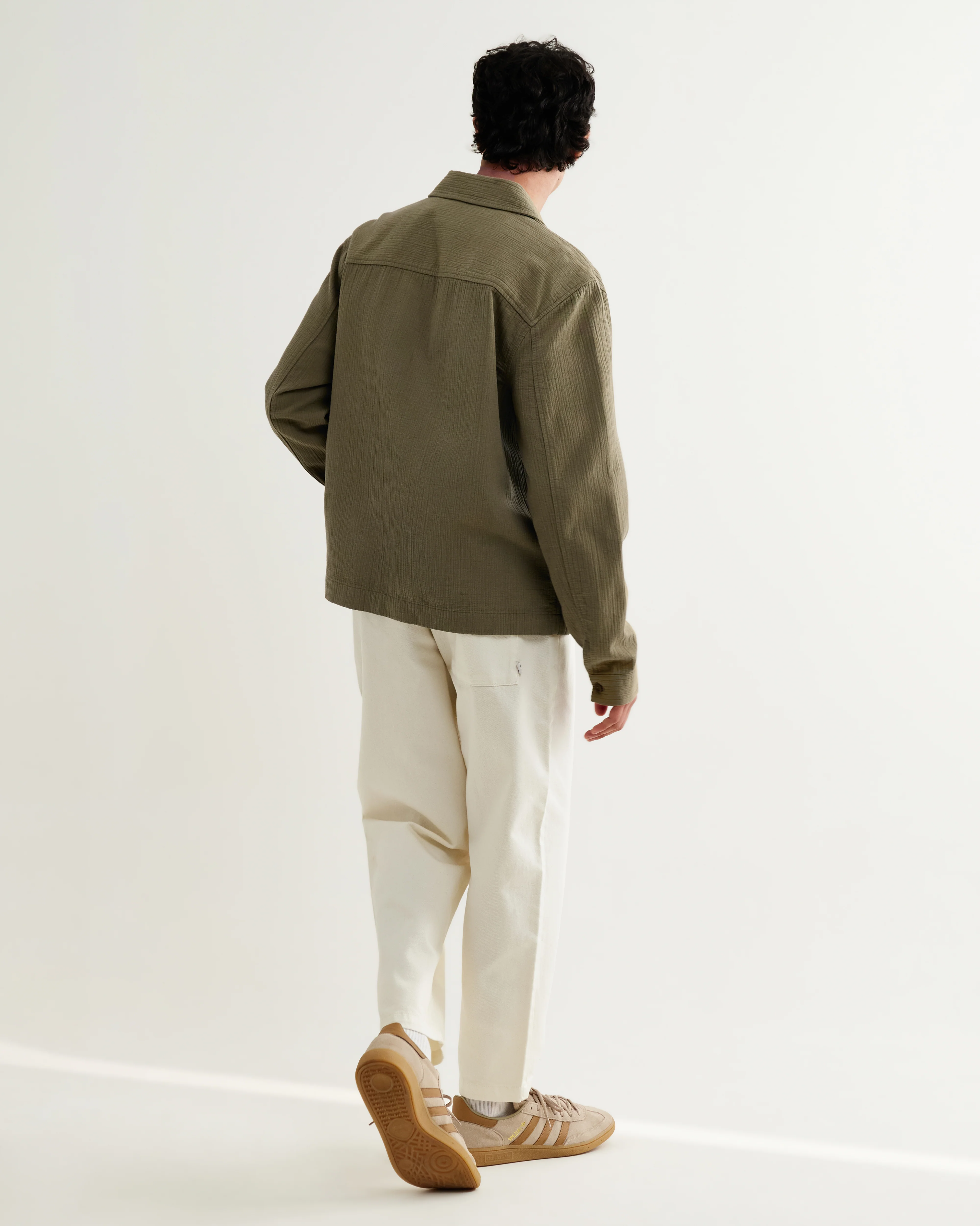 Eldon - Khaki Crinkle Cotton-Linen Jacket - Image 6