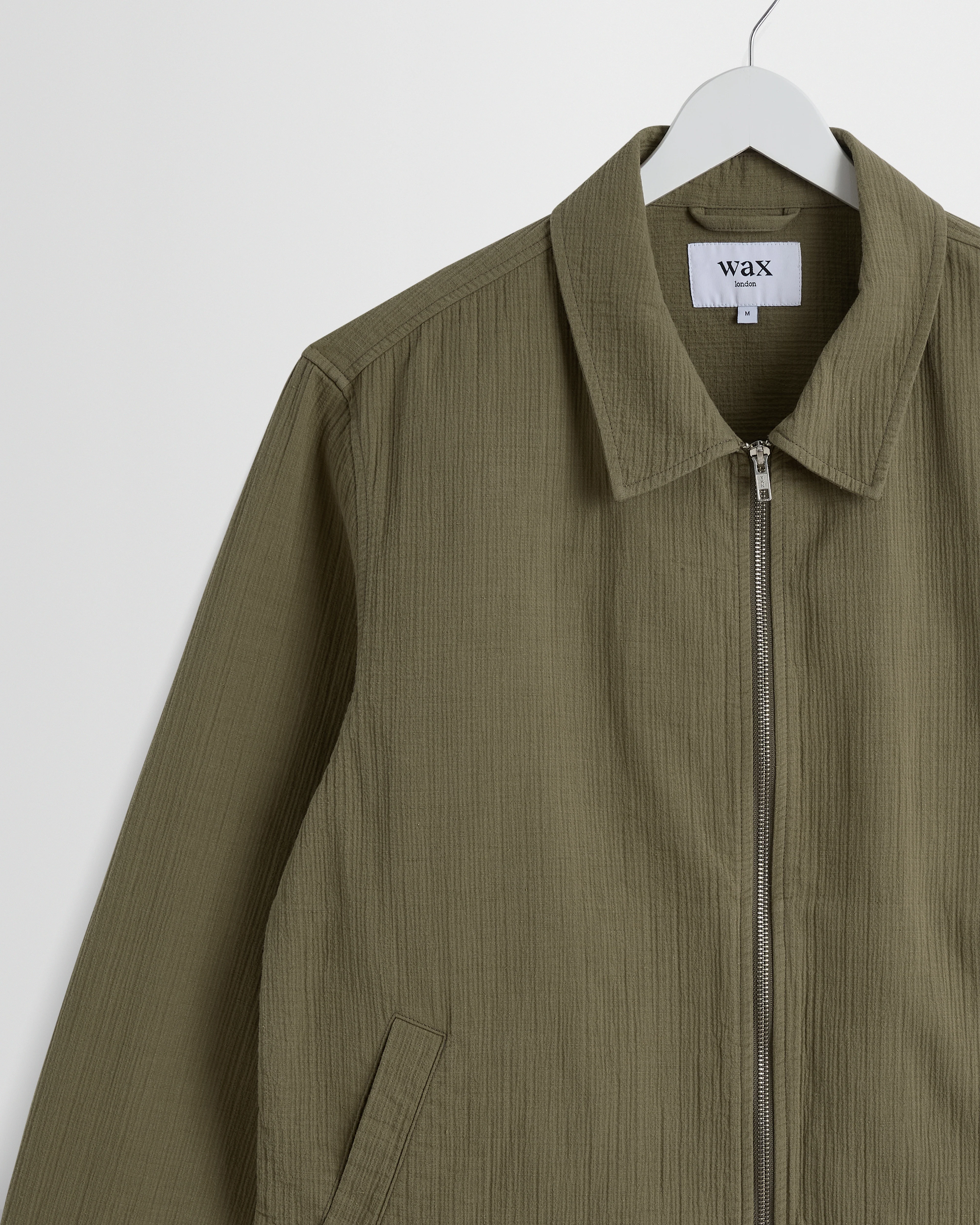 Eldon - Khaki Crinkle Cotton-Linen Jacket - Image 7