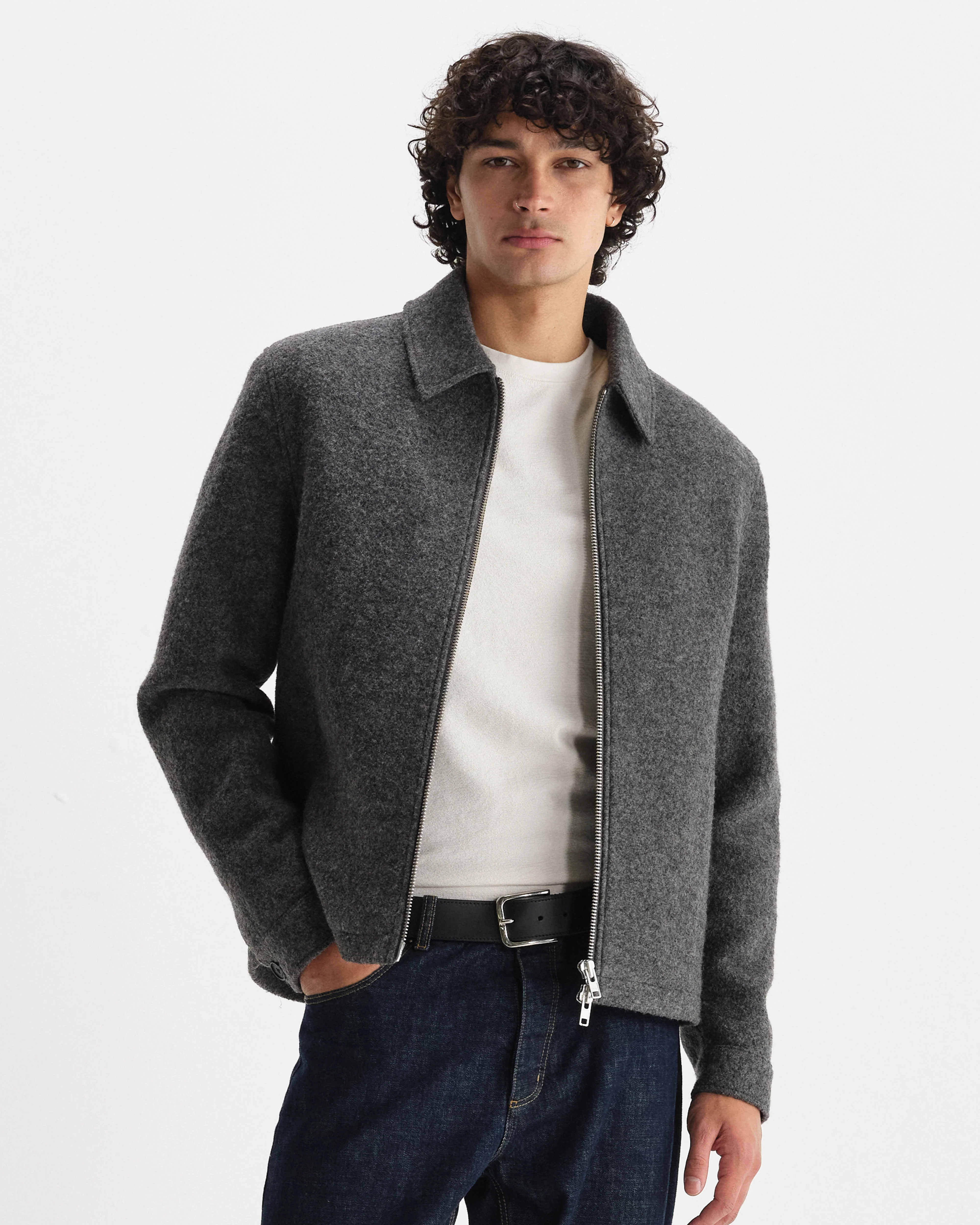 Eldon - Mid Grey Boiled Wool Jacket - Image 2