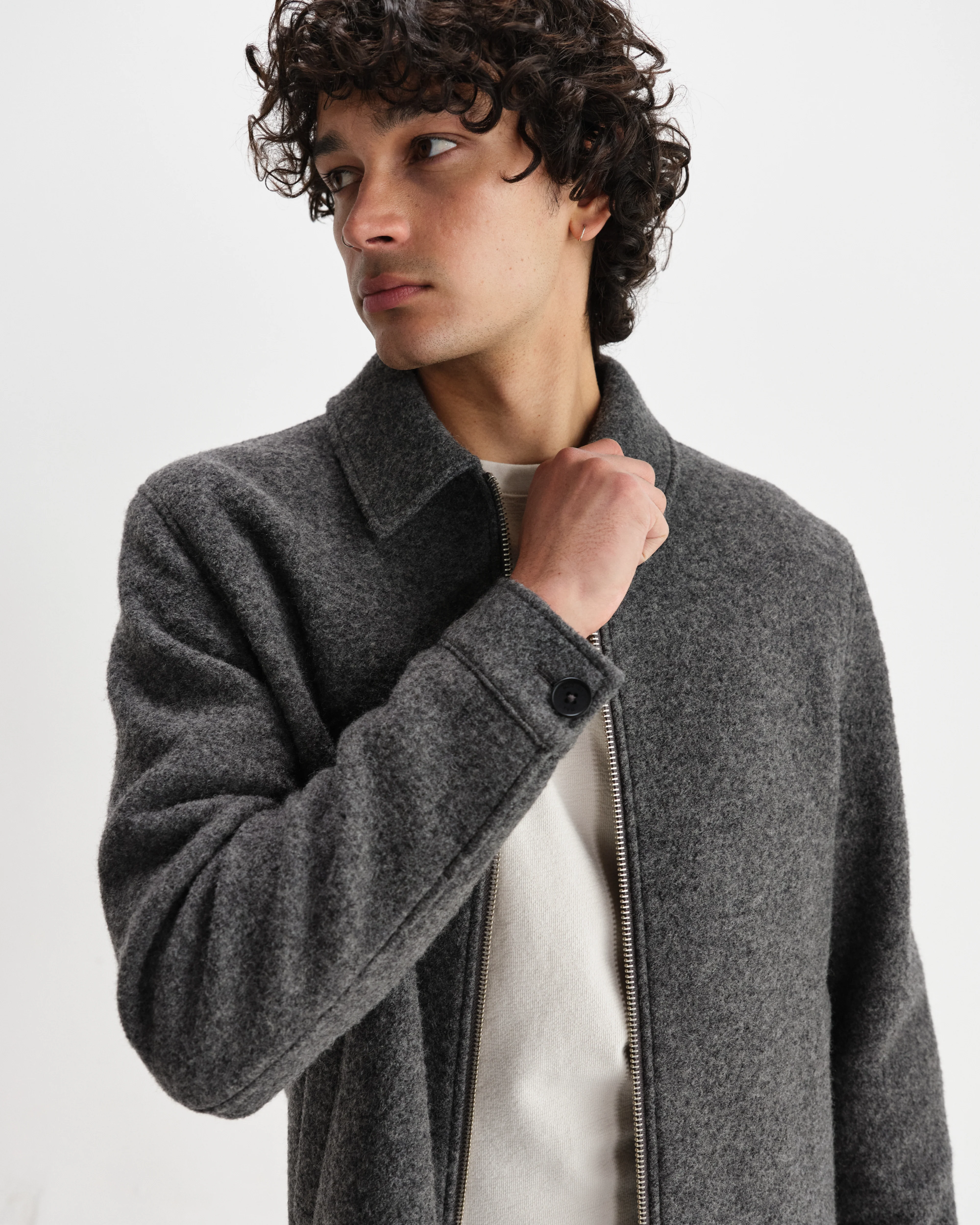 Eldon - Mid Grey Boiled Wool Jacket - Image 3