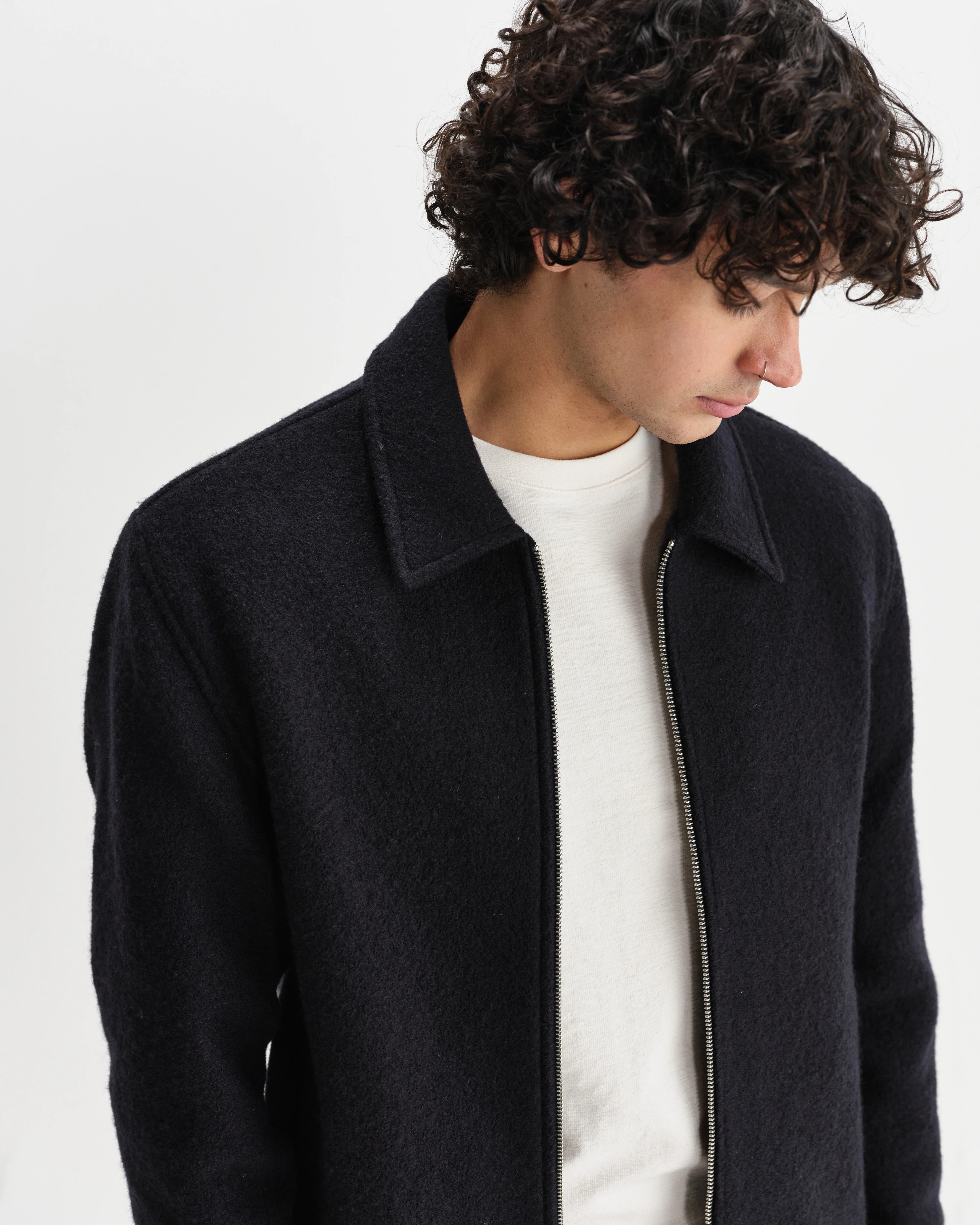 Eldon - Midnight Navy Boiled Wool Jacket - Image 3