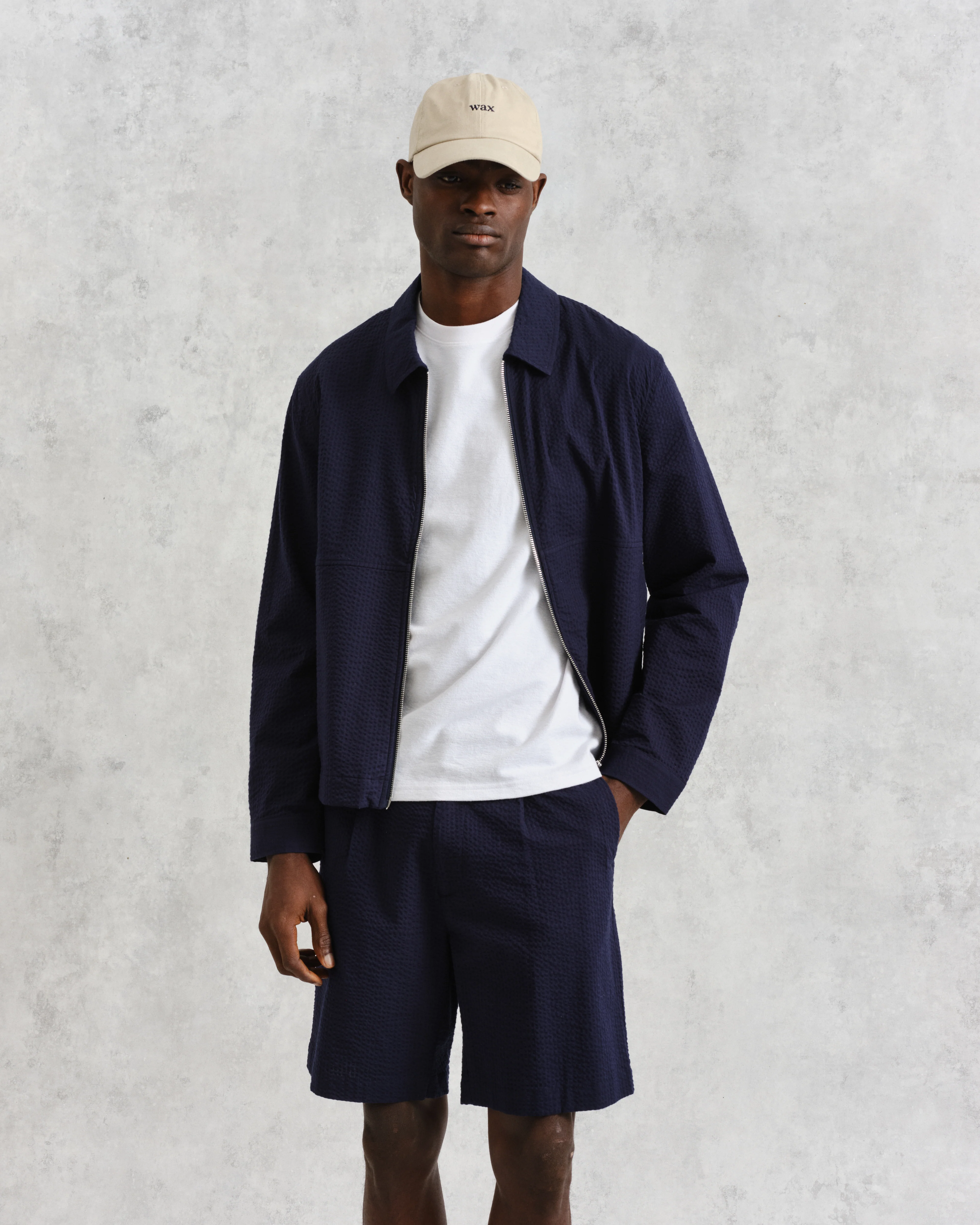 Eldon - Navy Cotton Seersucker Jacket - Image 2