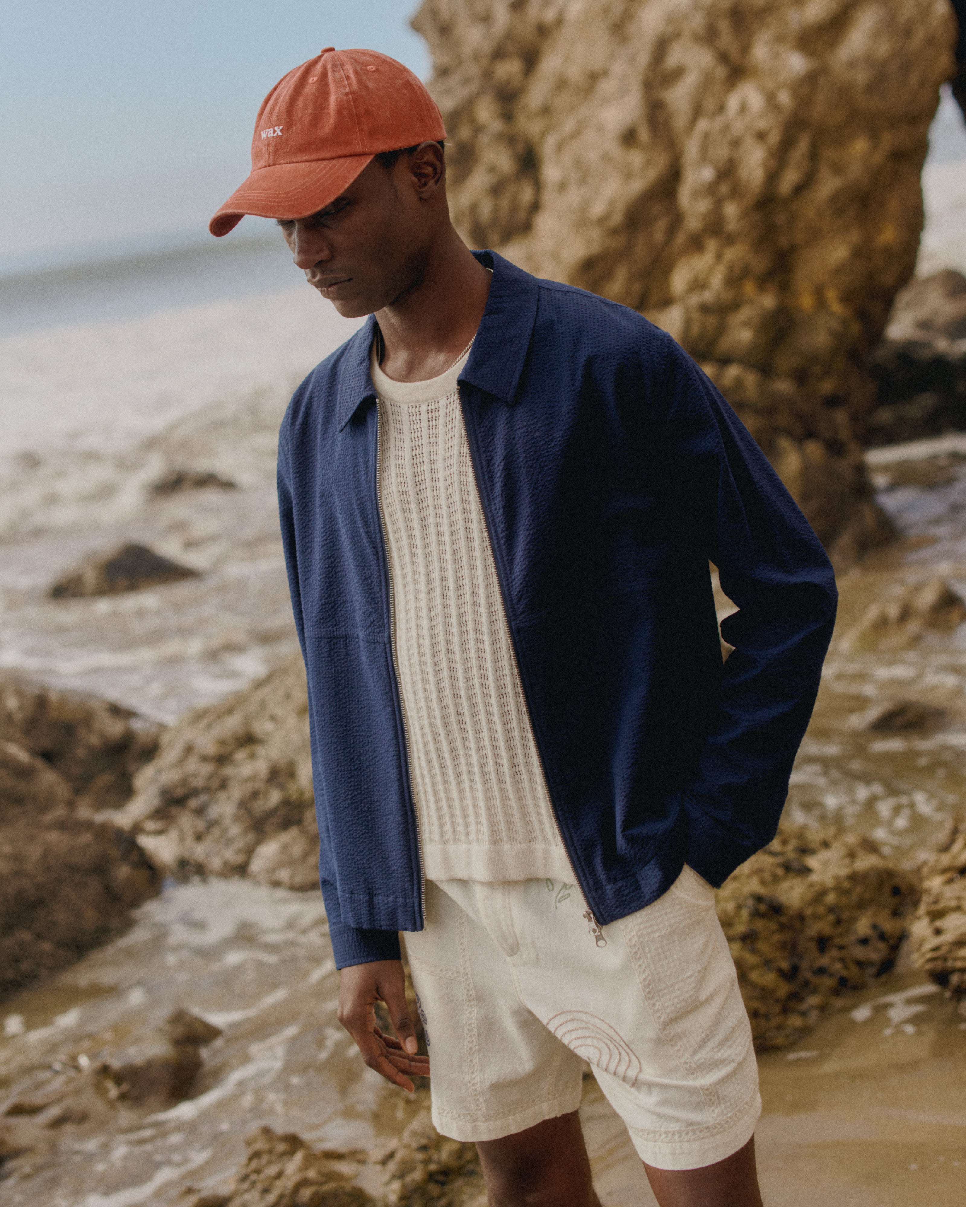 Eldon - Navy Cotton Seersucker Jacket - Image 3