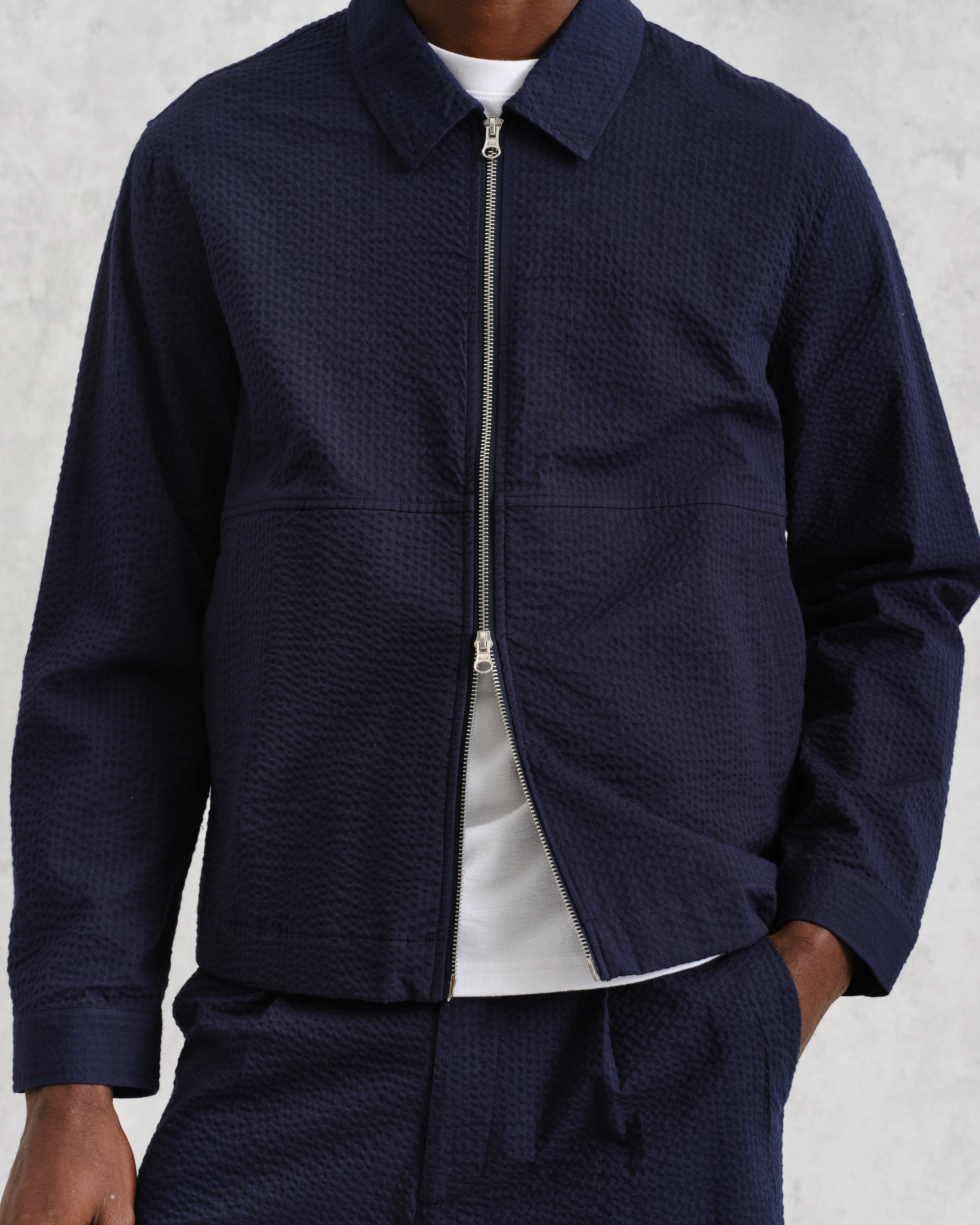 Eldon - Navy Cotton Seersucker Jacket - Image 4