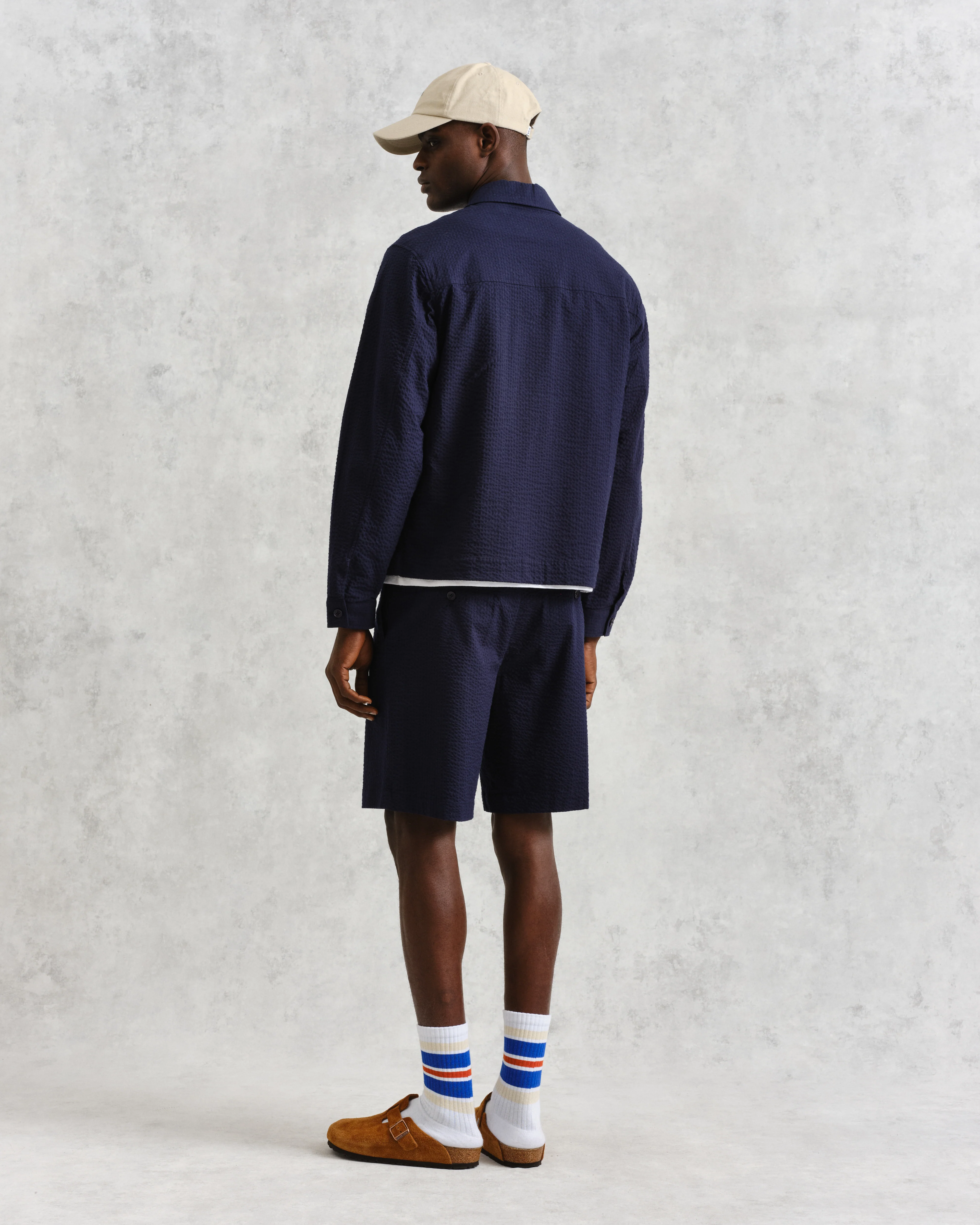 Eldon - Navy Cotton Seersucker Jacket - Image 7
