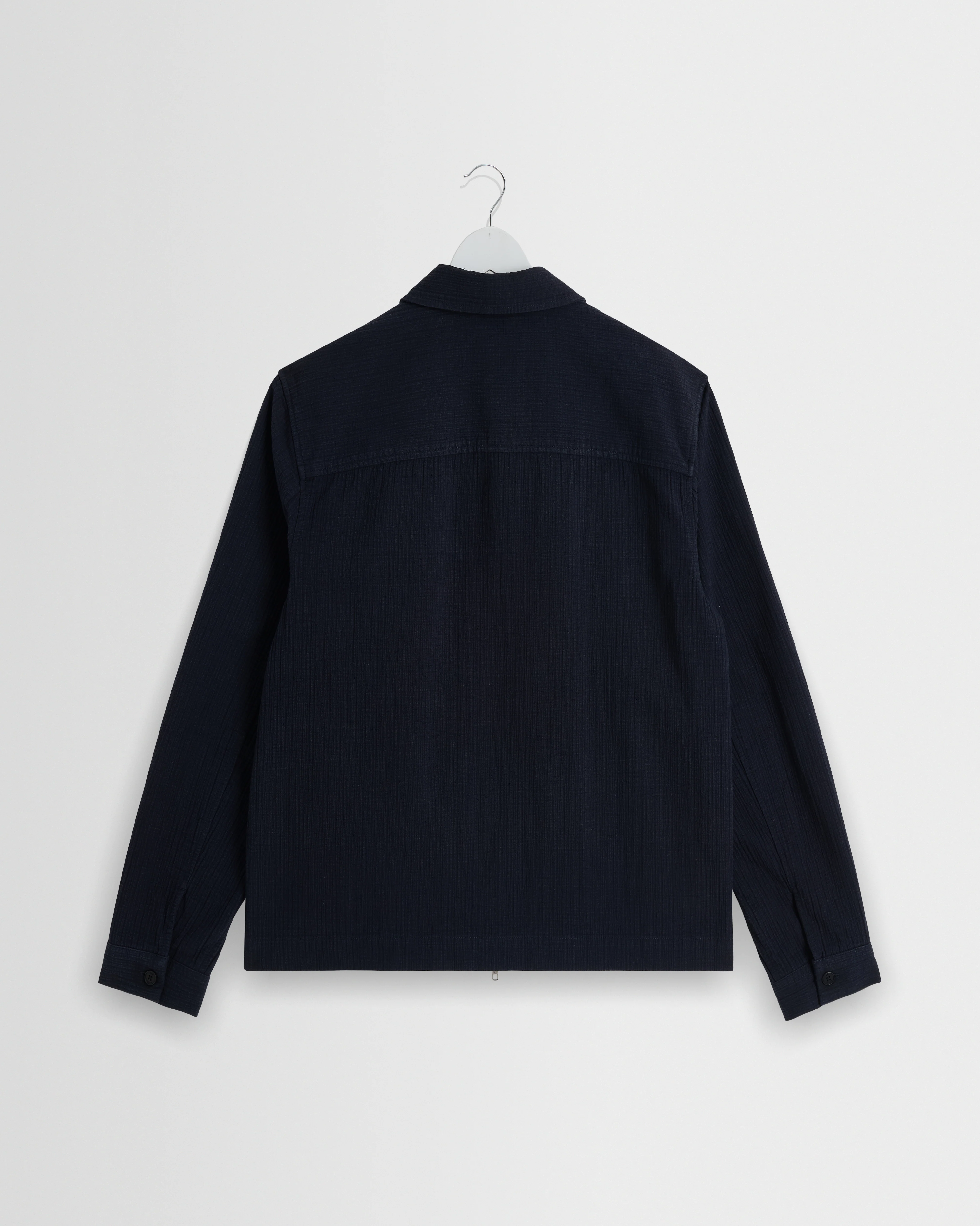 Eldon - Navy Crinkle Cotton-Linen Jacket - Image 10