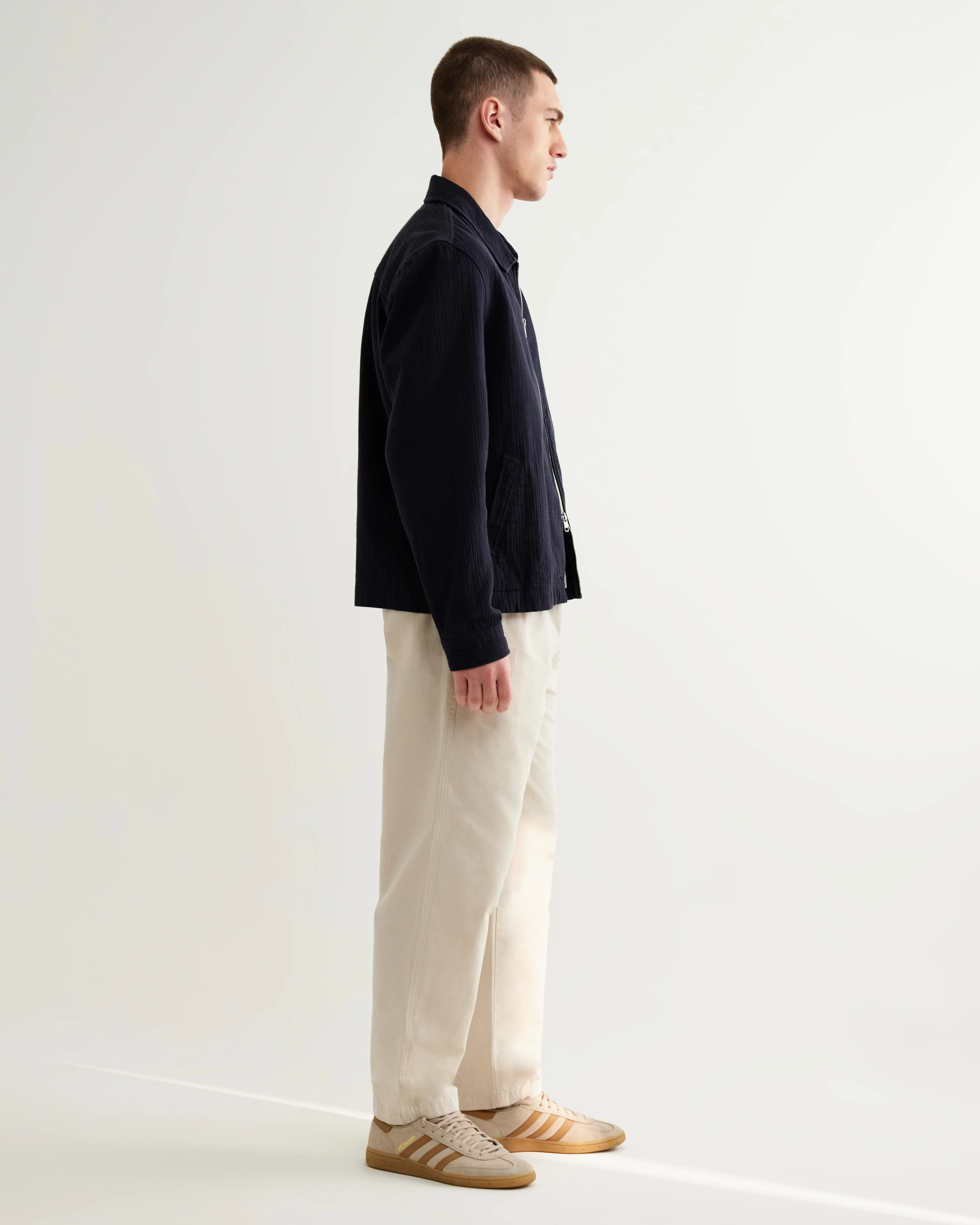 Eldon - Navy Crinkle Cotton-Linen Jacket - Image 7