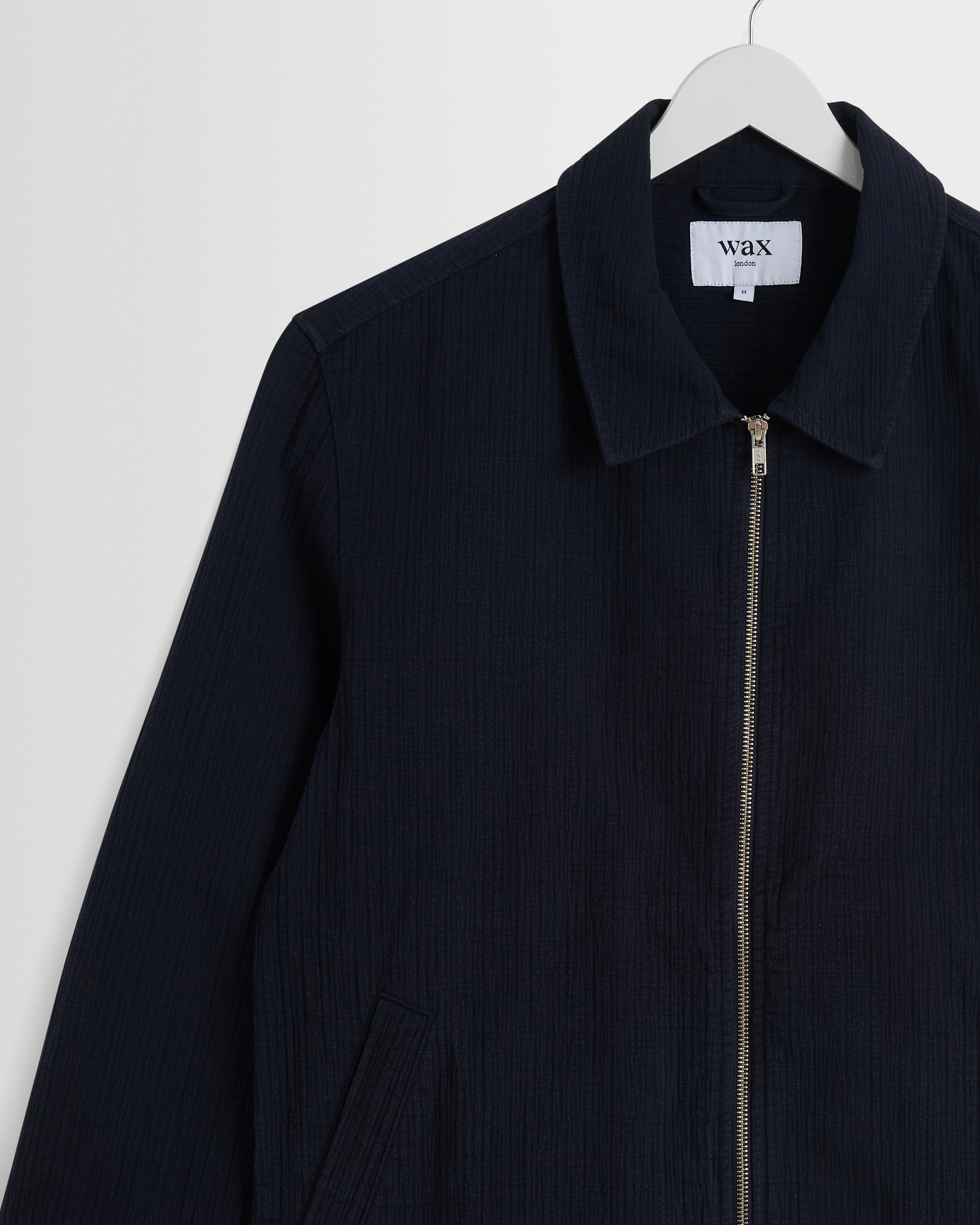 Eldon - Navy Crinkle Cotton-Linen Jacket - Image 9