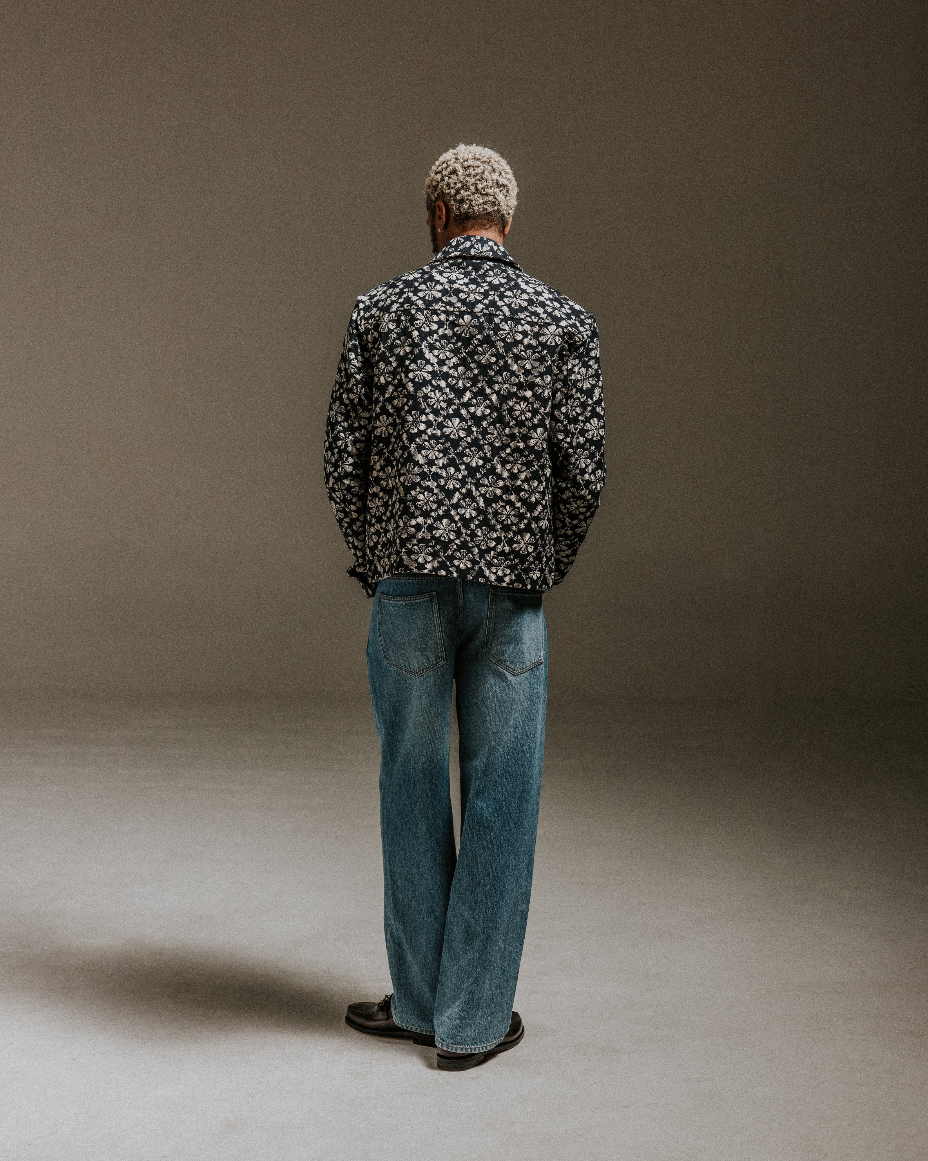 Eldon - Navy Flower Stamp Jacquard Jacket - Image 5