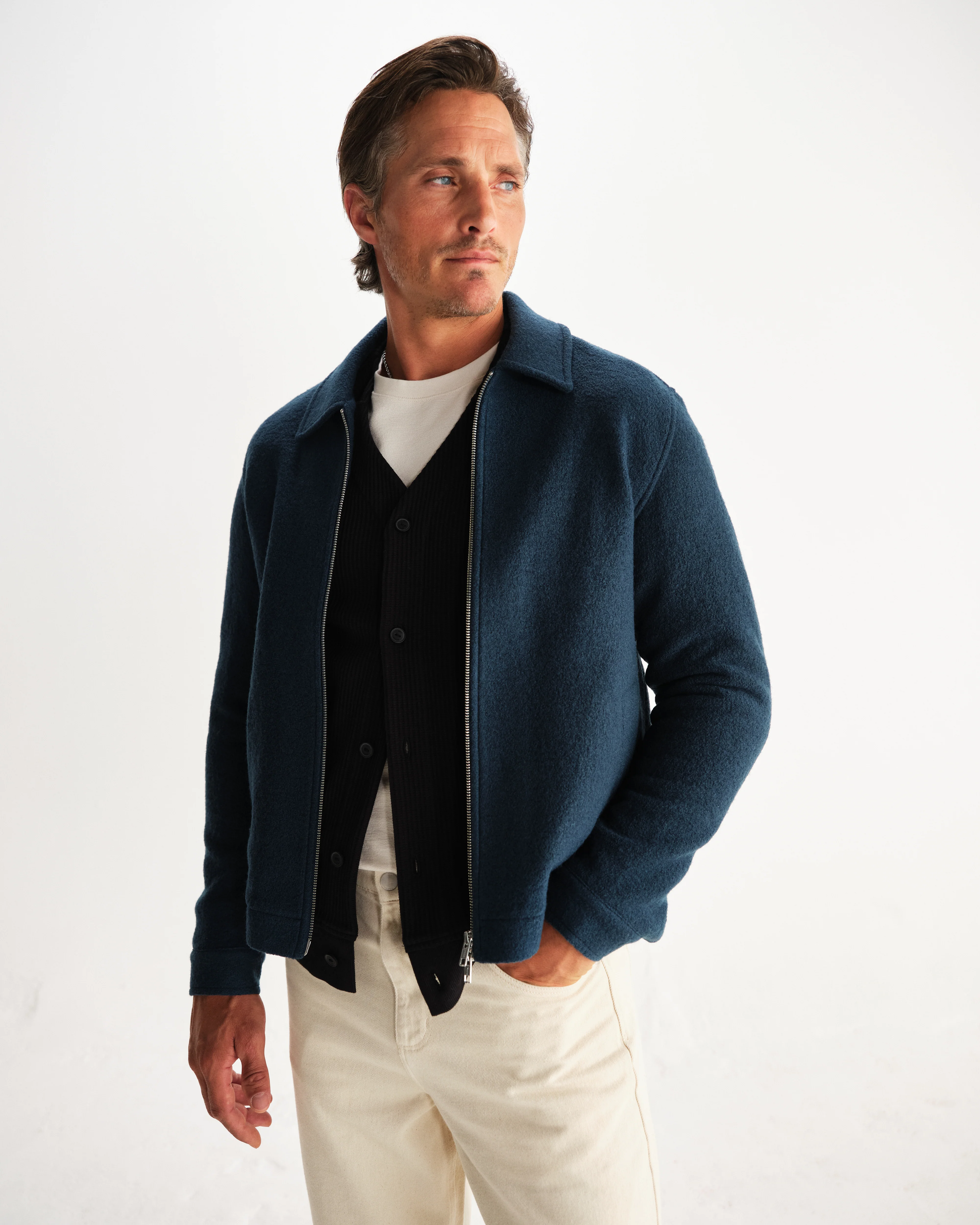 Eldon - Teal Boiled Wool Jacket - Image 2