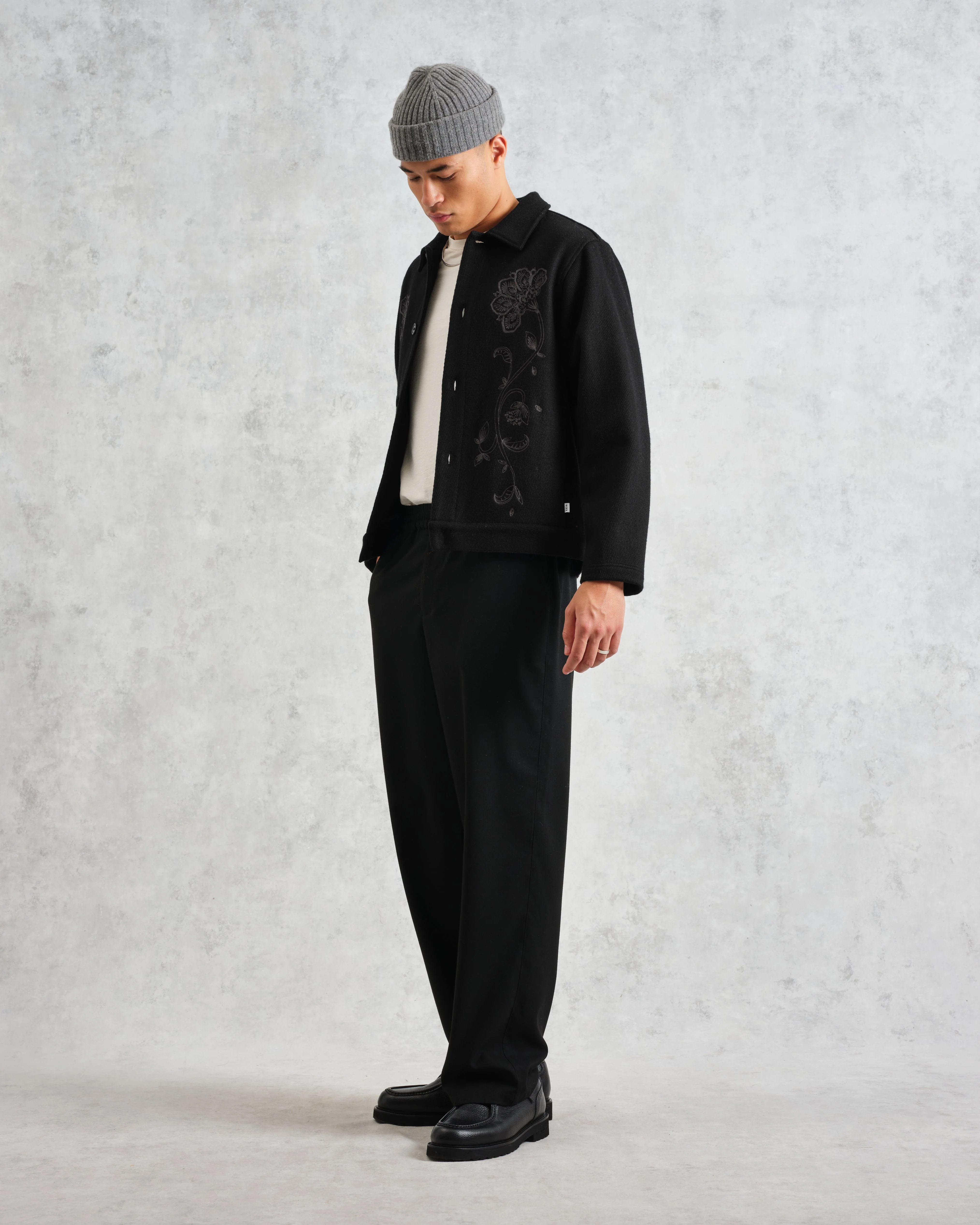 Elm - Black Floral Embroidered Wool Jacket - Image 4