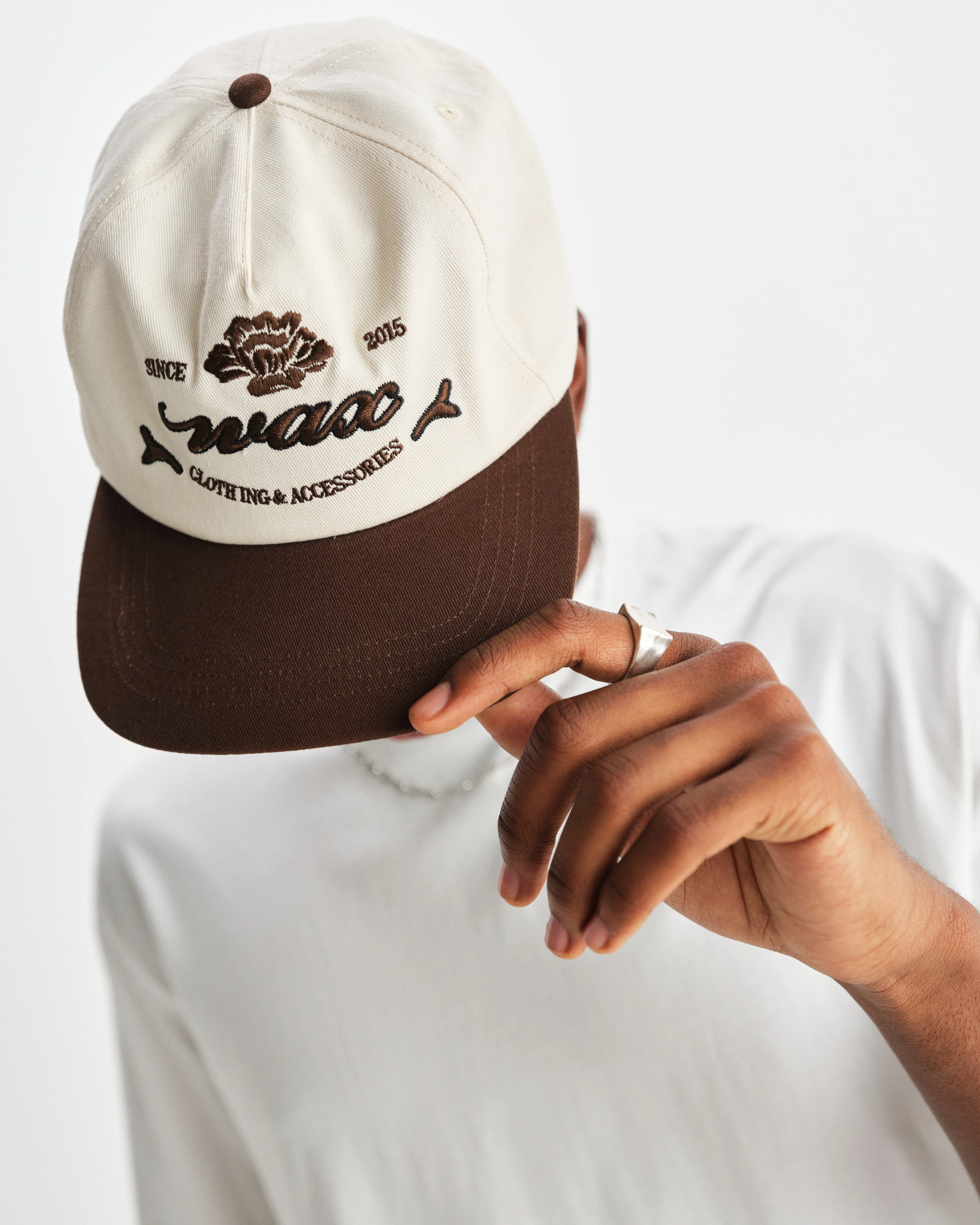 Farrell - Ecru And Brown Script Crest Trucker Cap - Image 2
