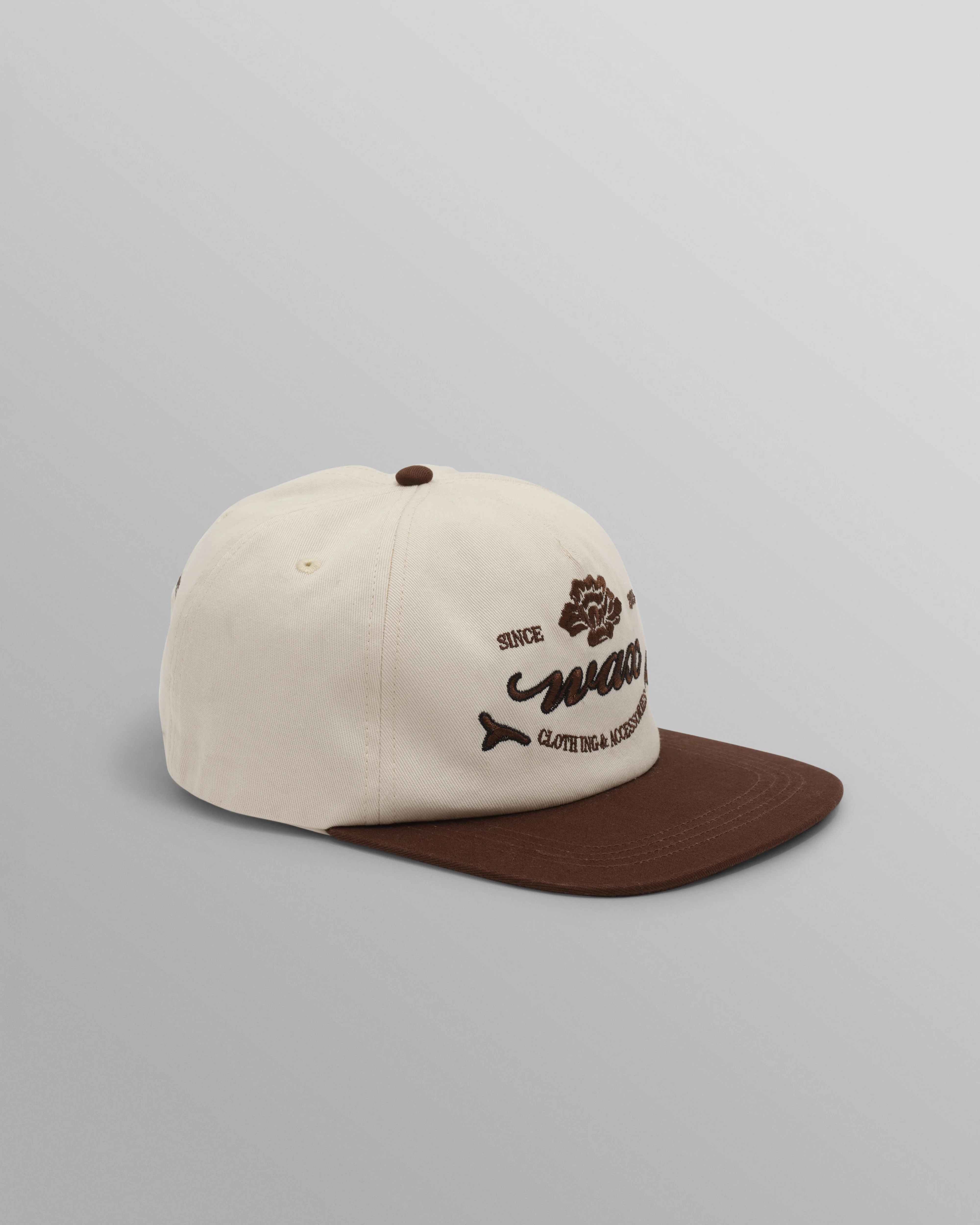 Farrell - Ecru And Brown Script Crest Trucker Cap - Image 3