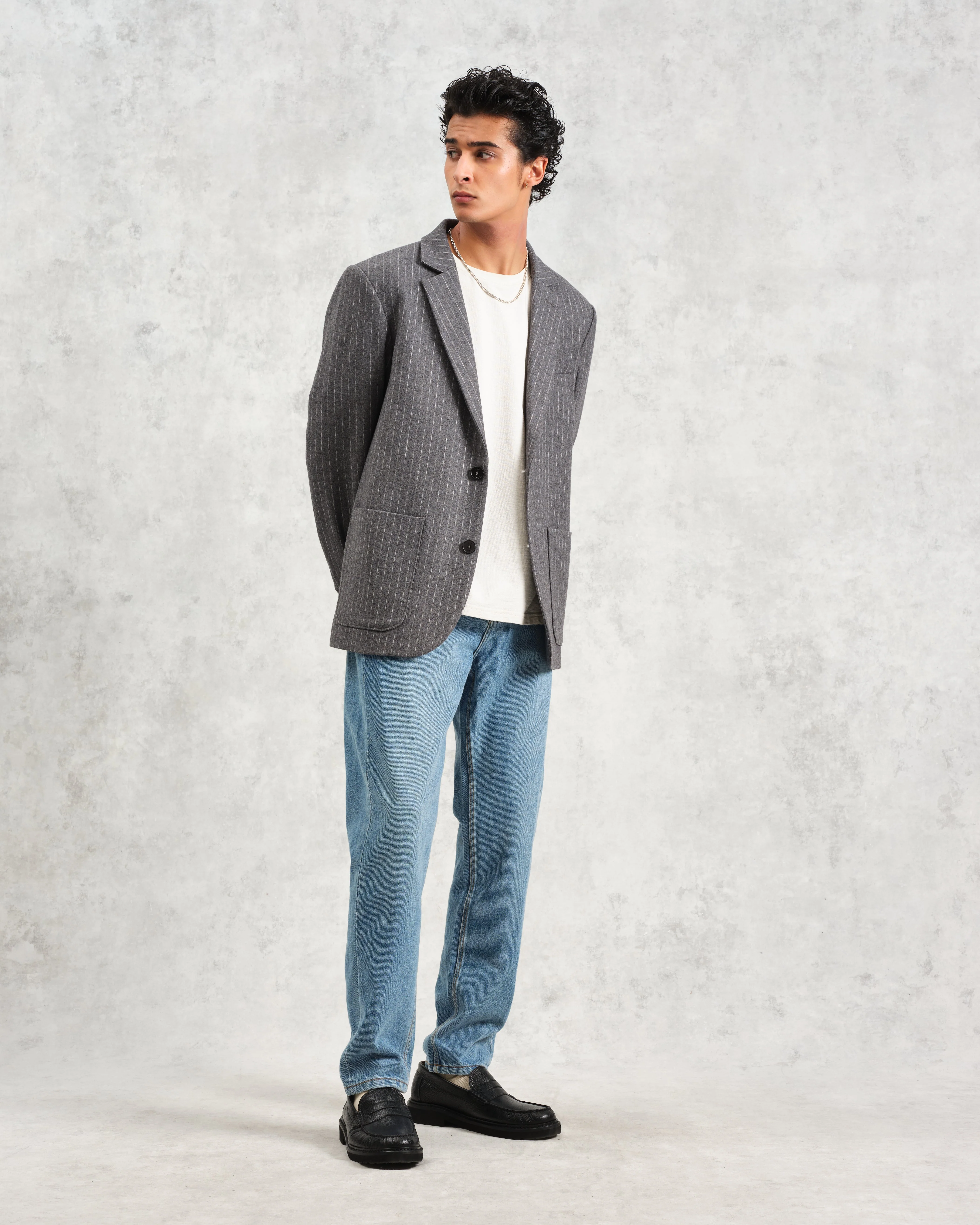 Fintry - Charcoal Grey Pinstripe Wool Blazer - Image 5