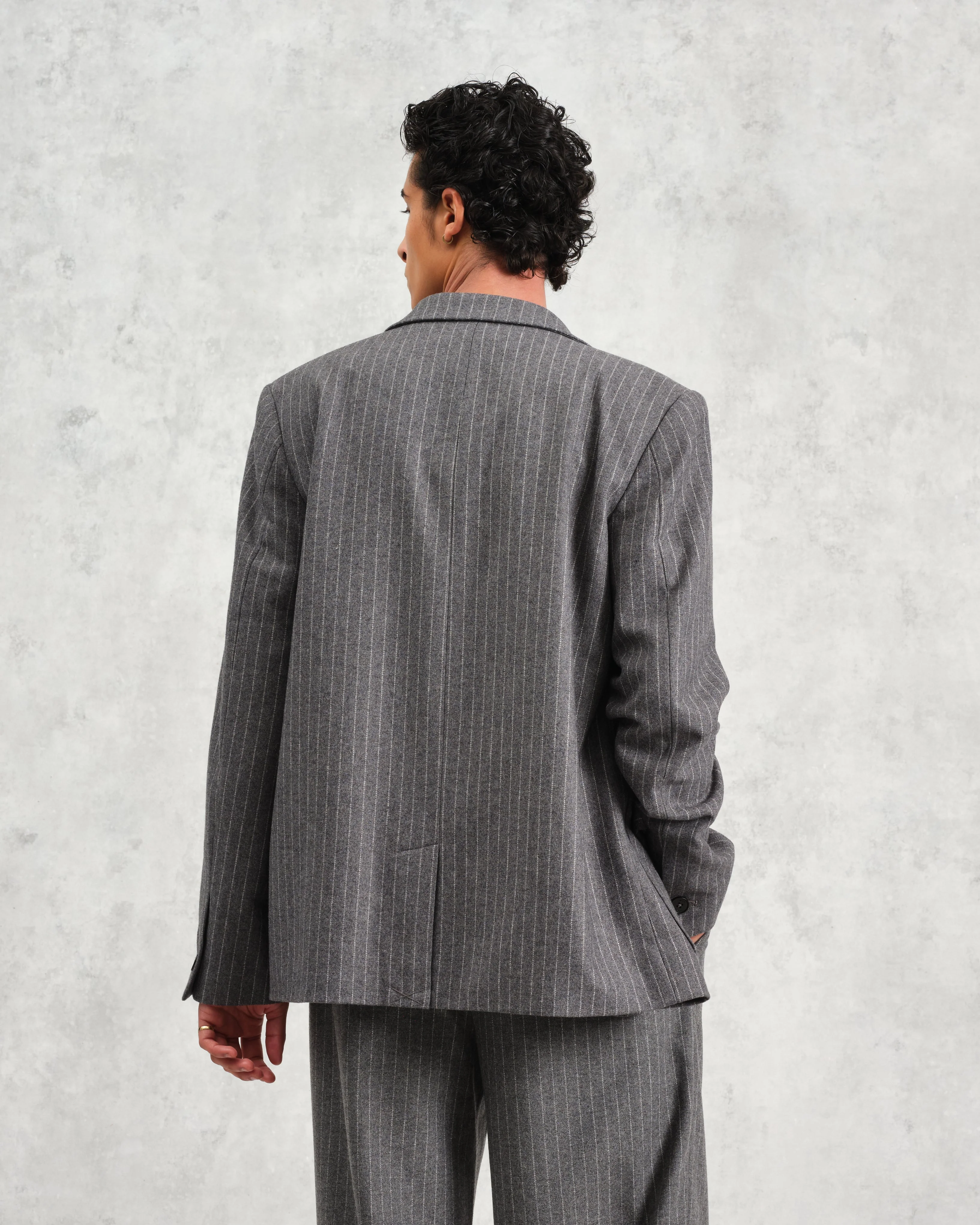 Fintry - Charcoal Grey Pinstripe Wool Blazer - Image 8