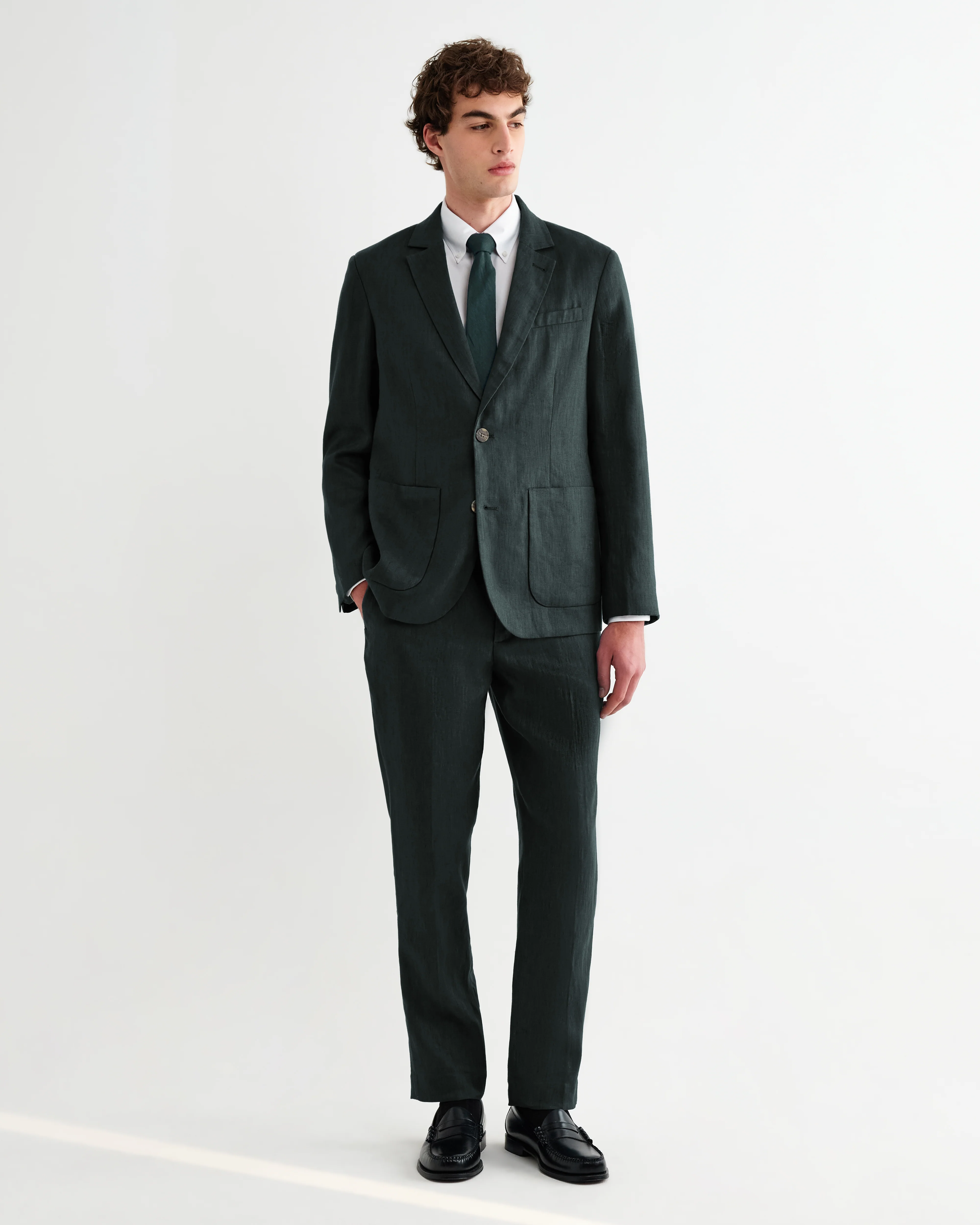 Fintry - Dark Green Linen Single-Breasted Blazer - Image 6