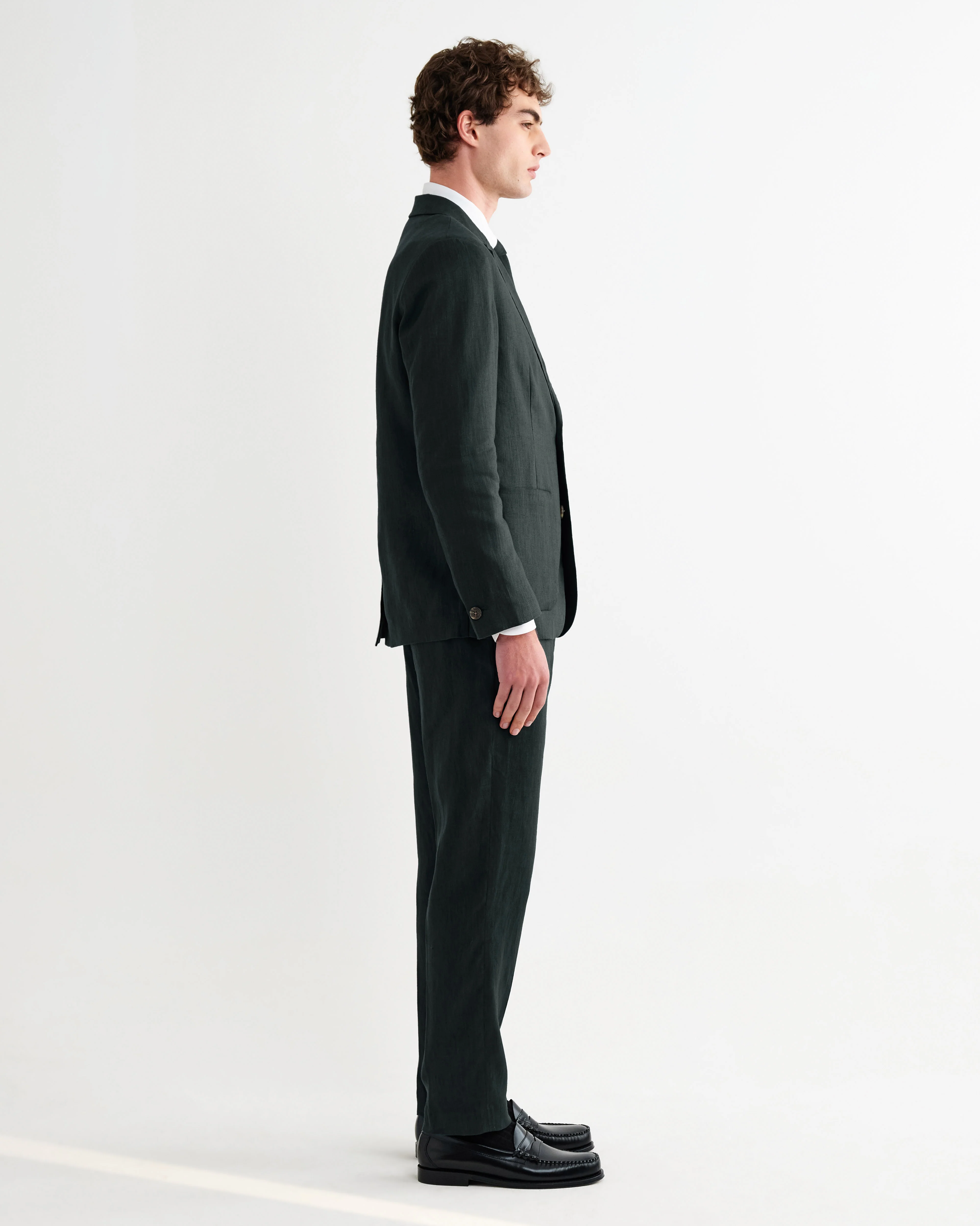 Fintry - Dark Green Linen Single-Breasted Blazer - Image 7
