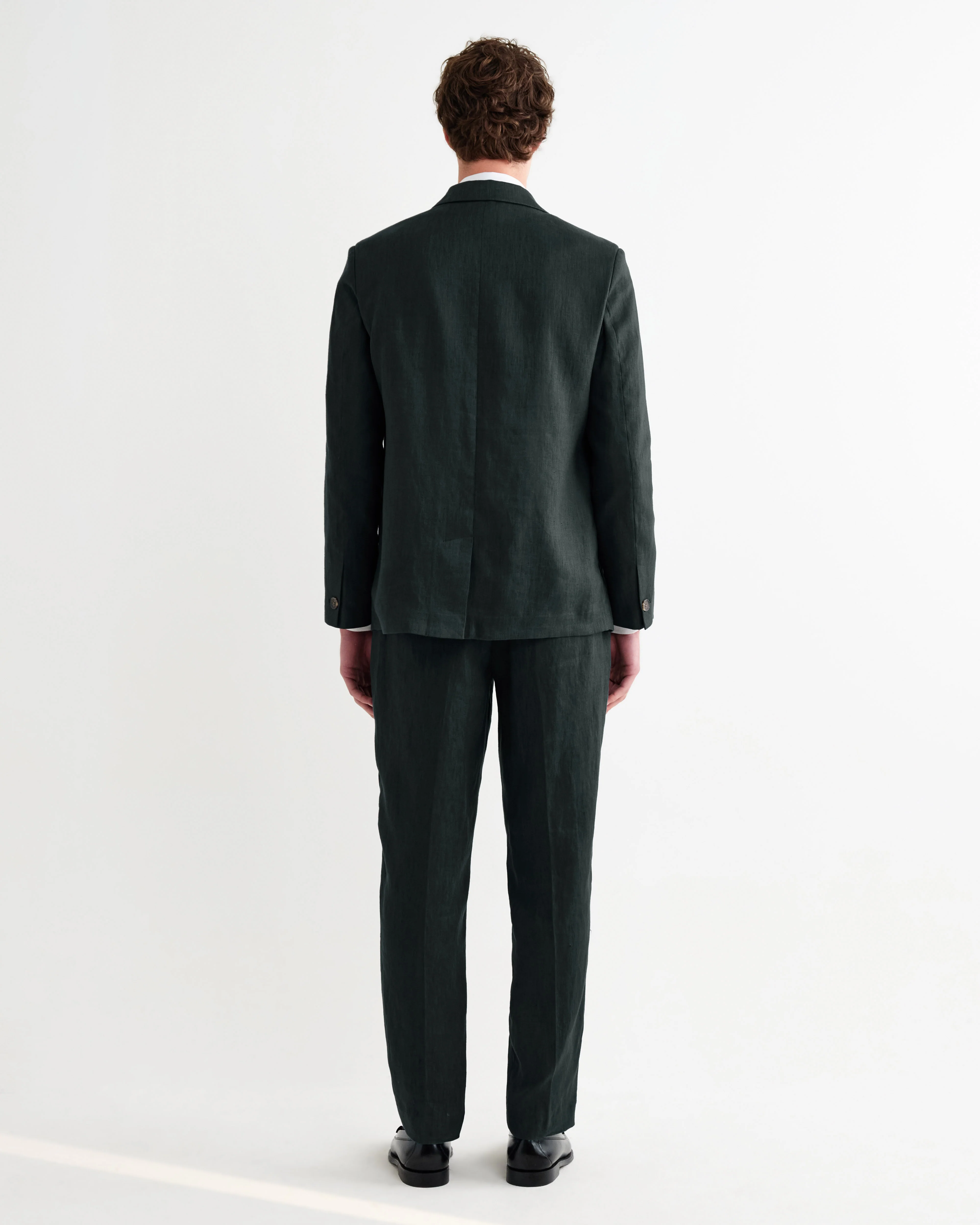 Fintry - Dark Green Linen Single-Breasted Blazer - Image 8