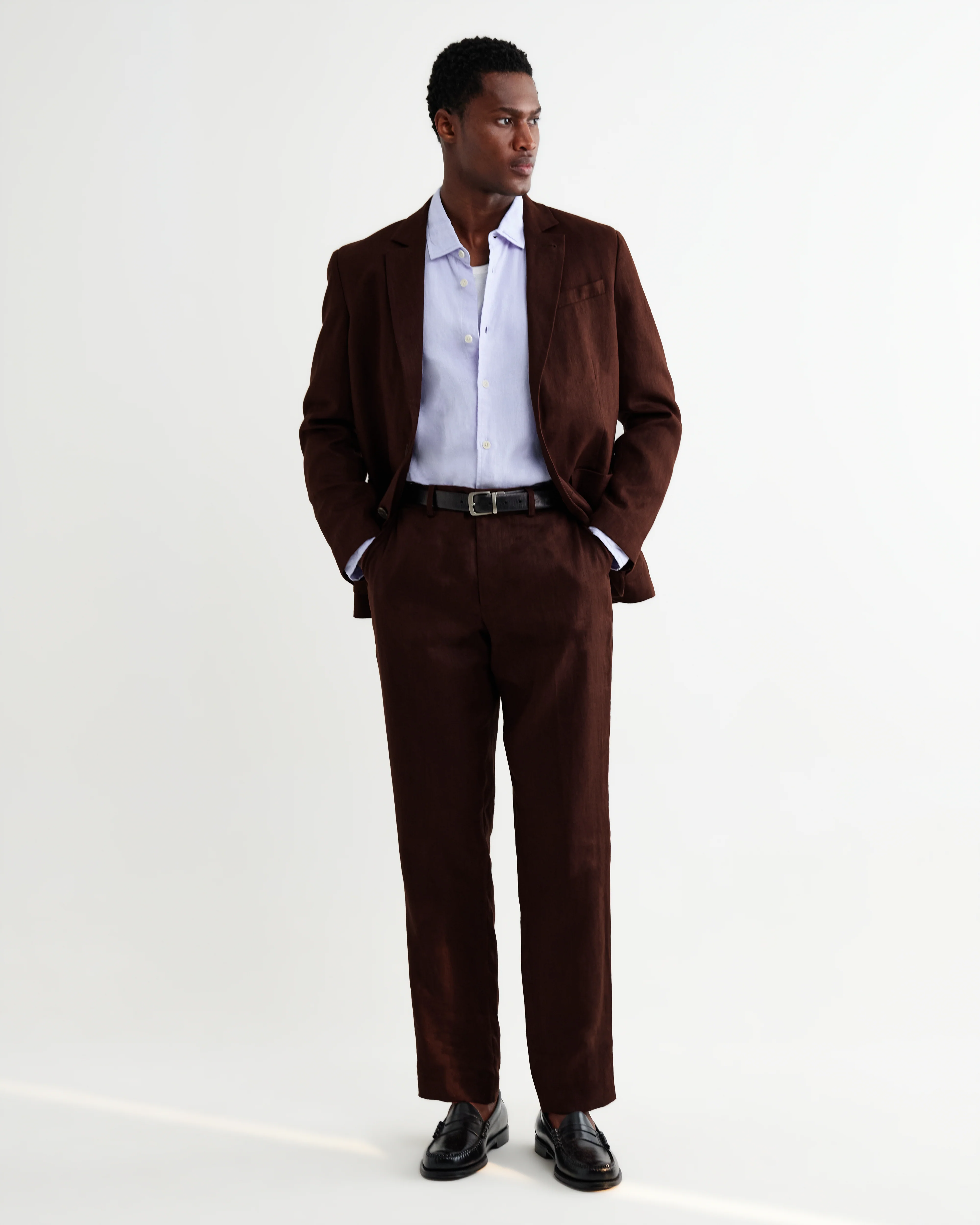 Fintry - Merlot Linen Single-Breasted Blazer - Image 3