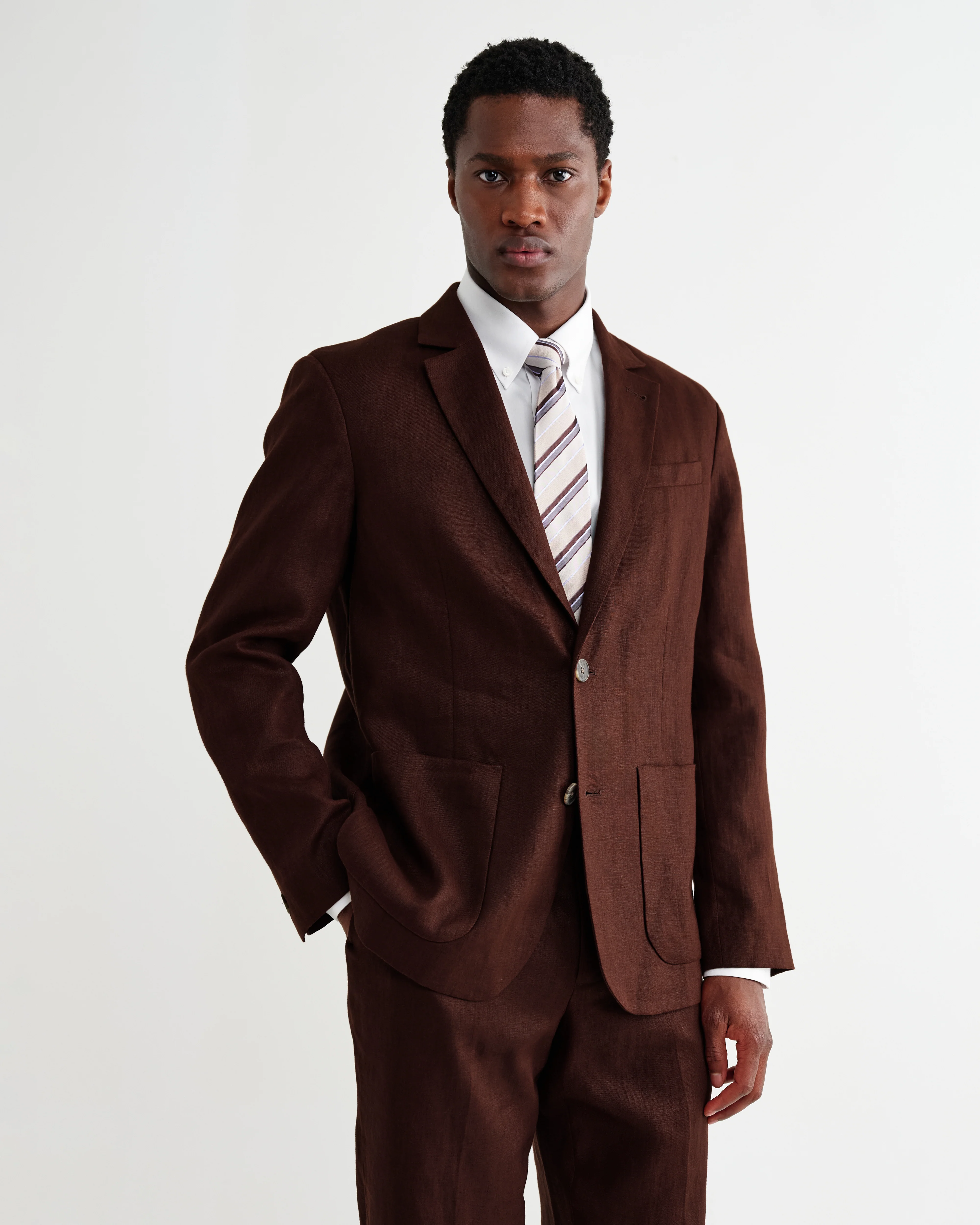 Fintry - Merlot Linen Single-Breasted Blazer - Image 4