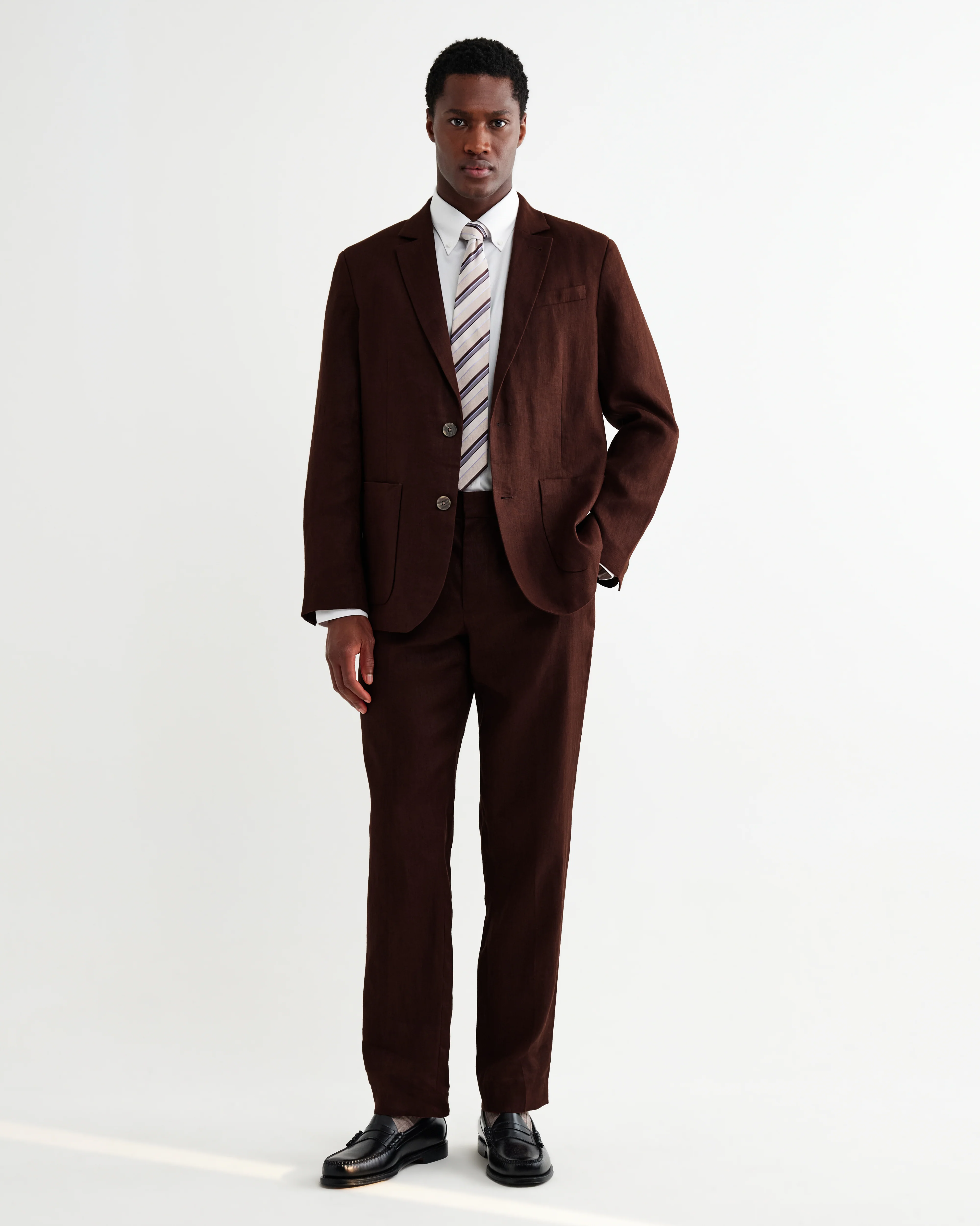 Fintry - Merlot Linen Single-Breasted Blazer - Image 5
