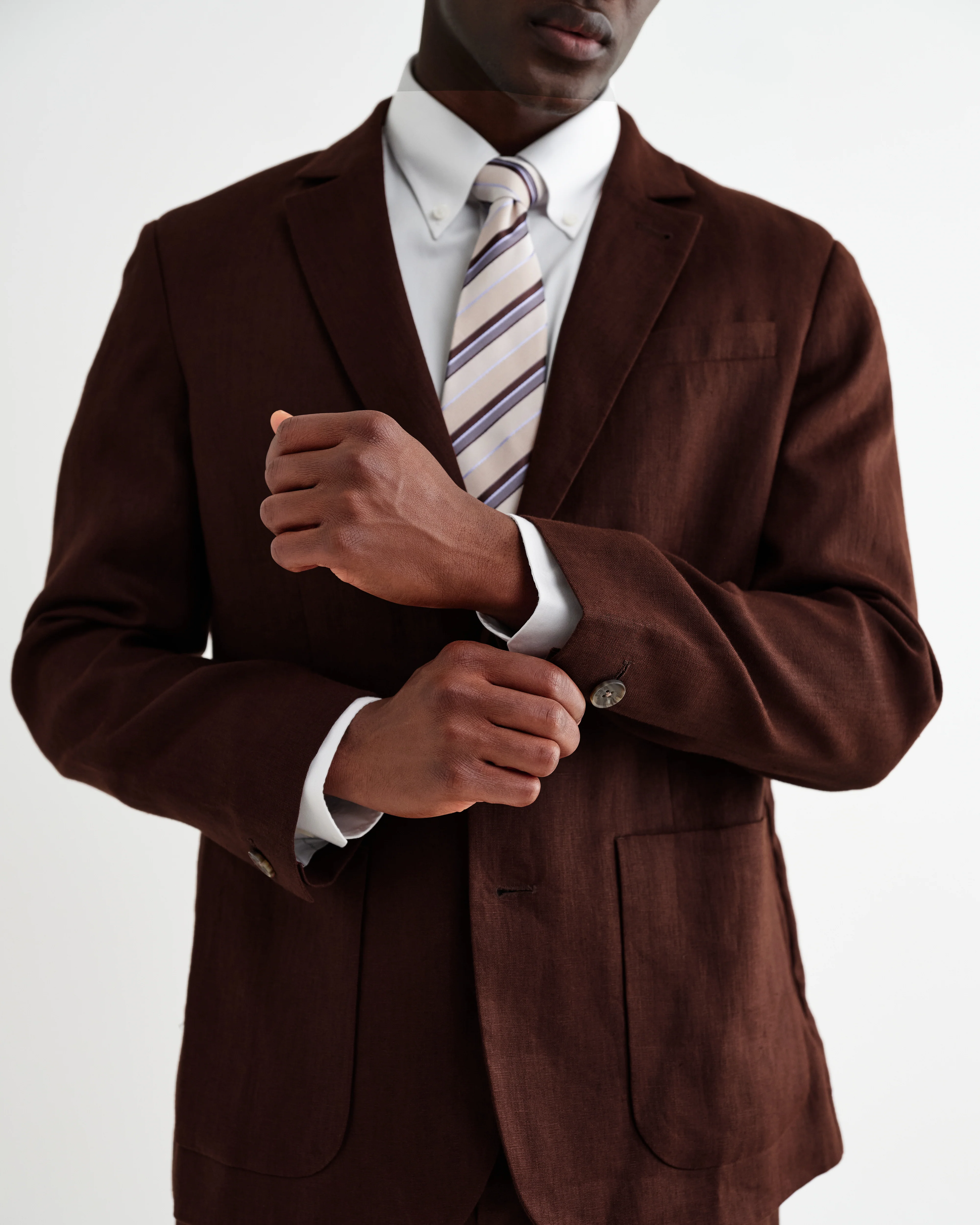 Fintry - Merlot Linen Single-Breasted Blazer - Image 7
