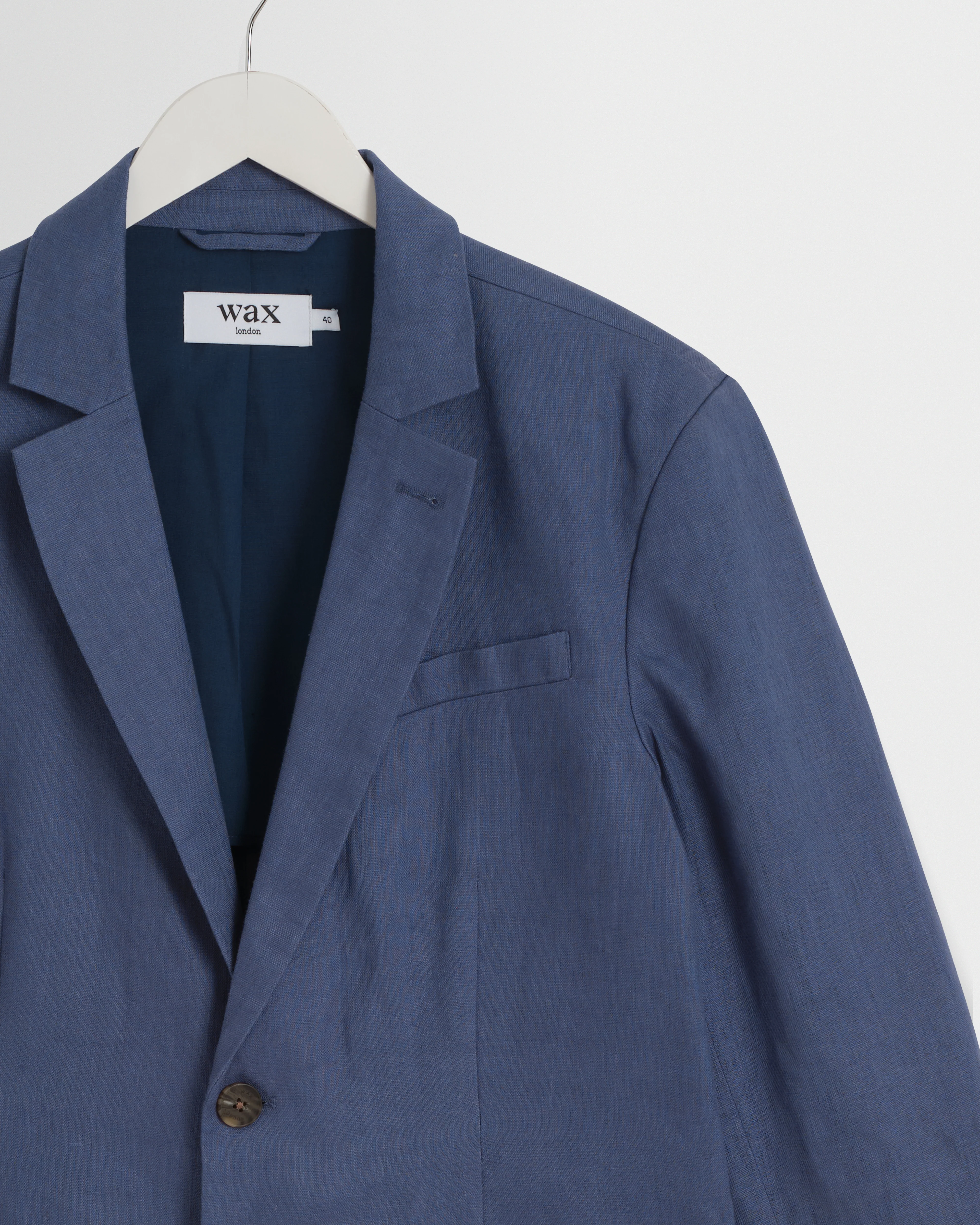 Fintry - Mid Blue Linen Single-Breasted Blazer - Image 9