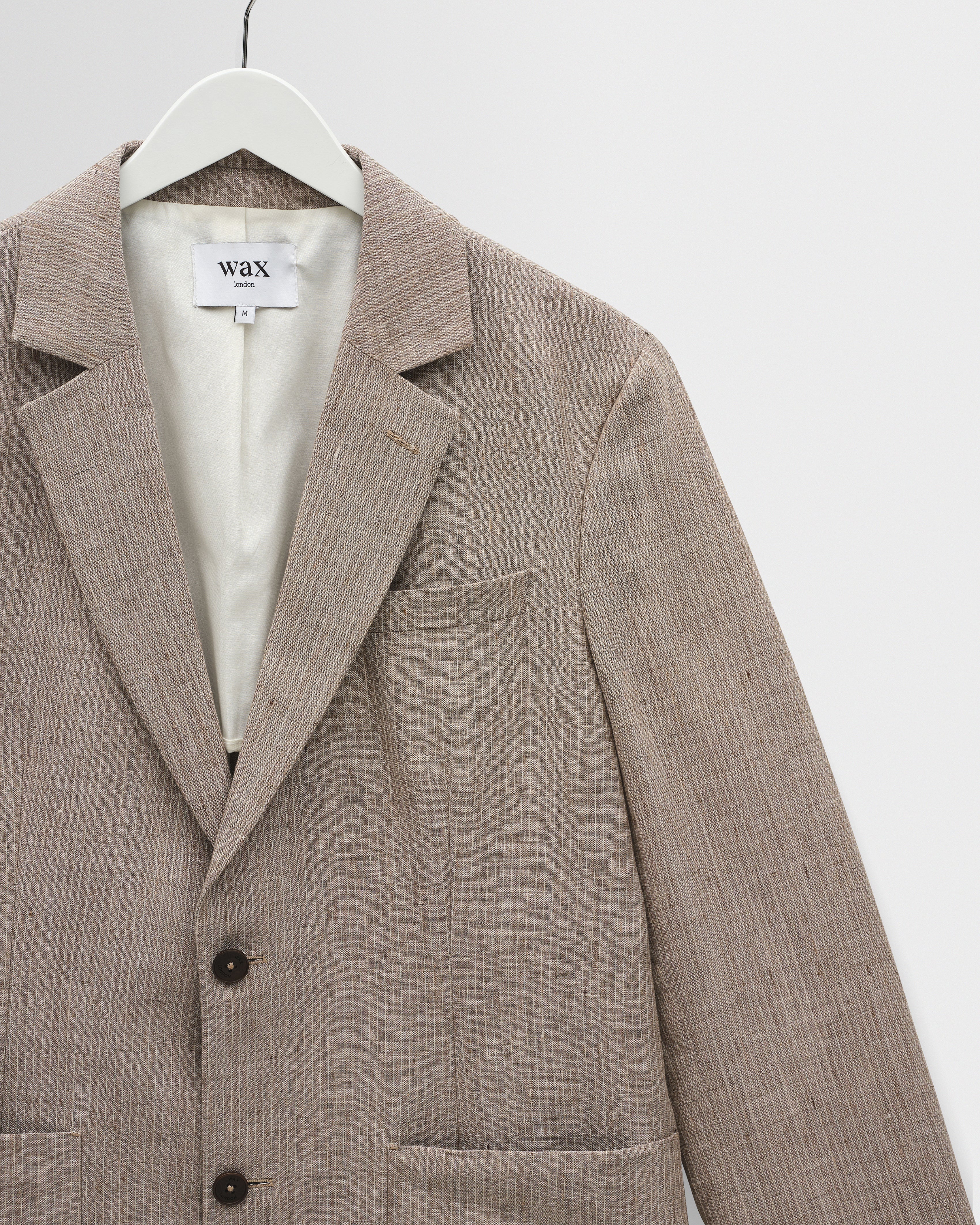 Fintry - Natural And Brown Stripe Linen Single-Breasted Blazer - Image 10