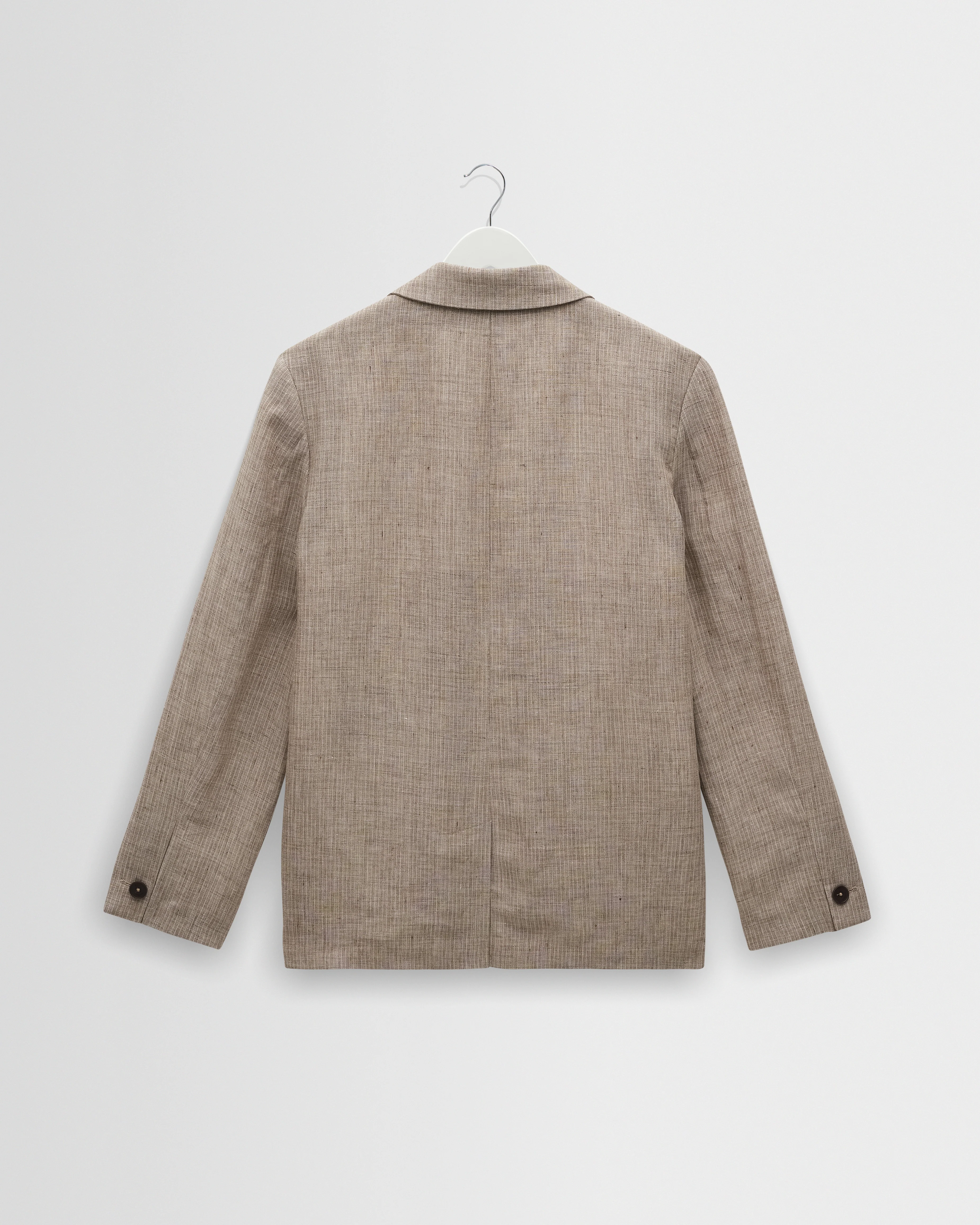 Fintry - Natural And Brown Stripe Linen Single-Breasted Blazer - Image 11