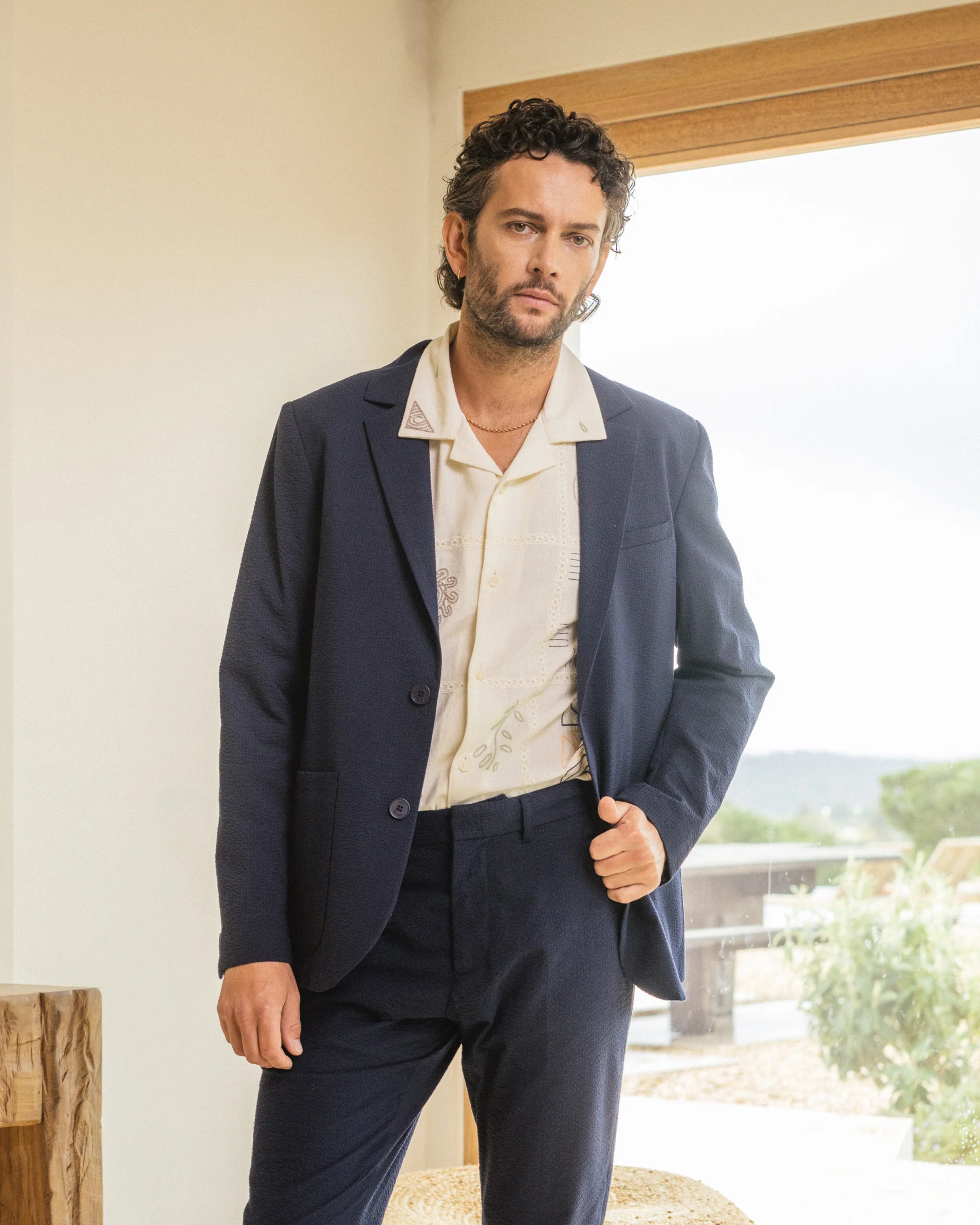 Fintry - Navy Seersucker Blazer - Image 2