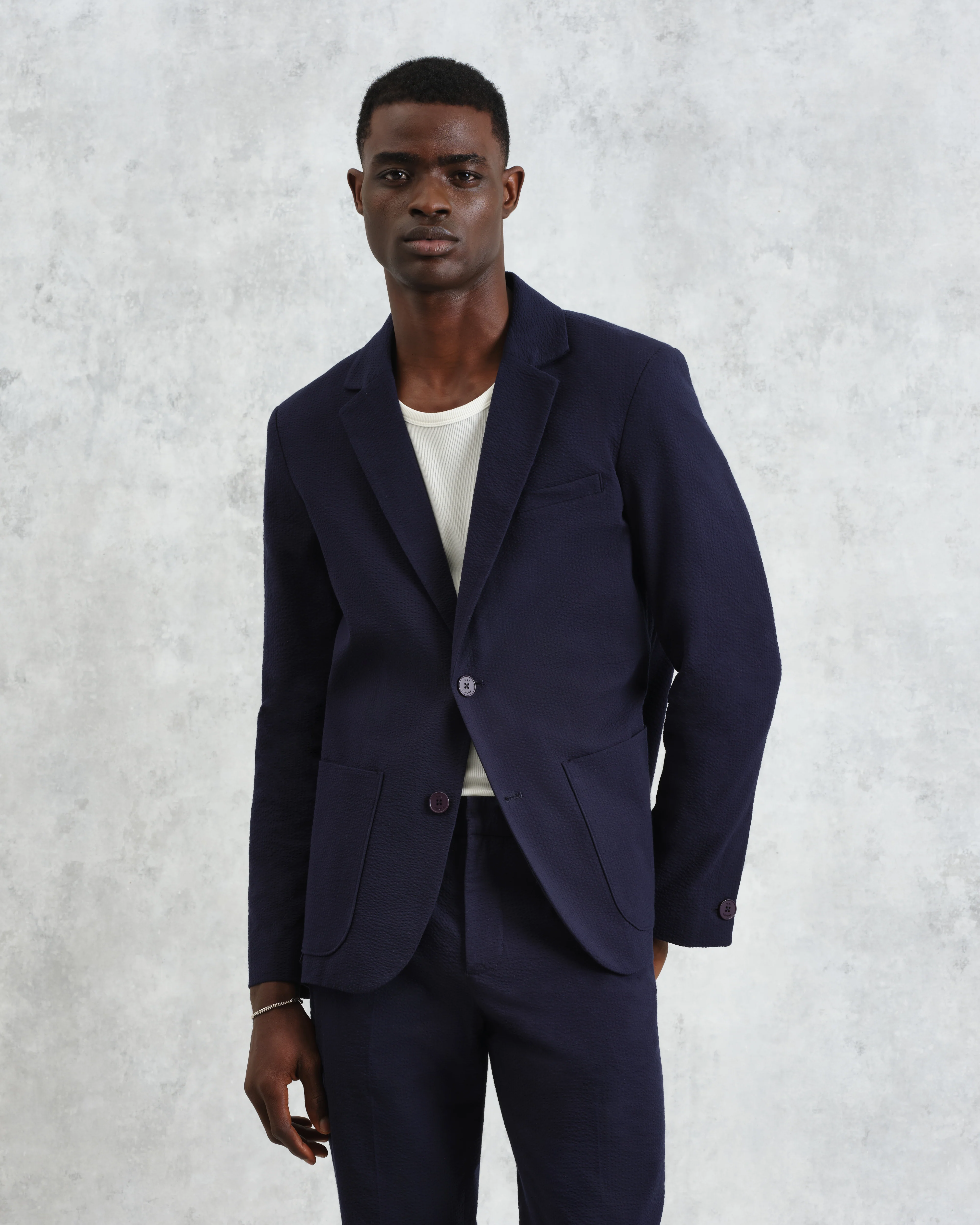 Fintry - Navy Seersucker Blazer - Image 4