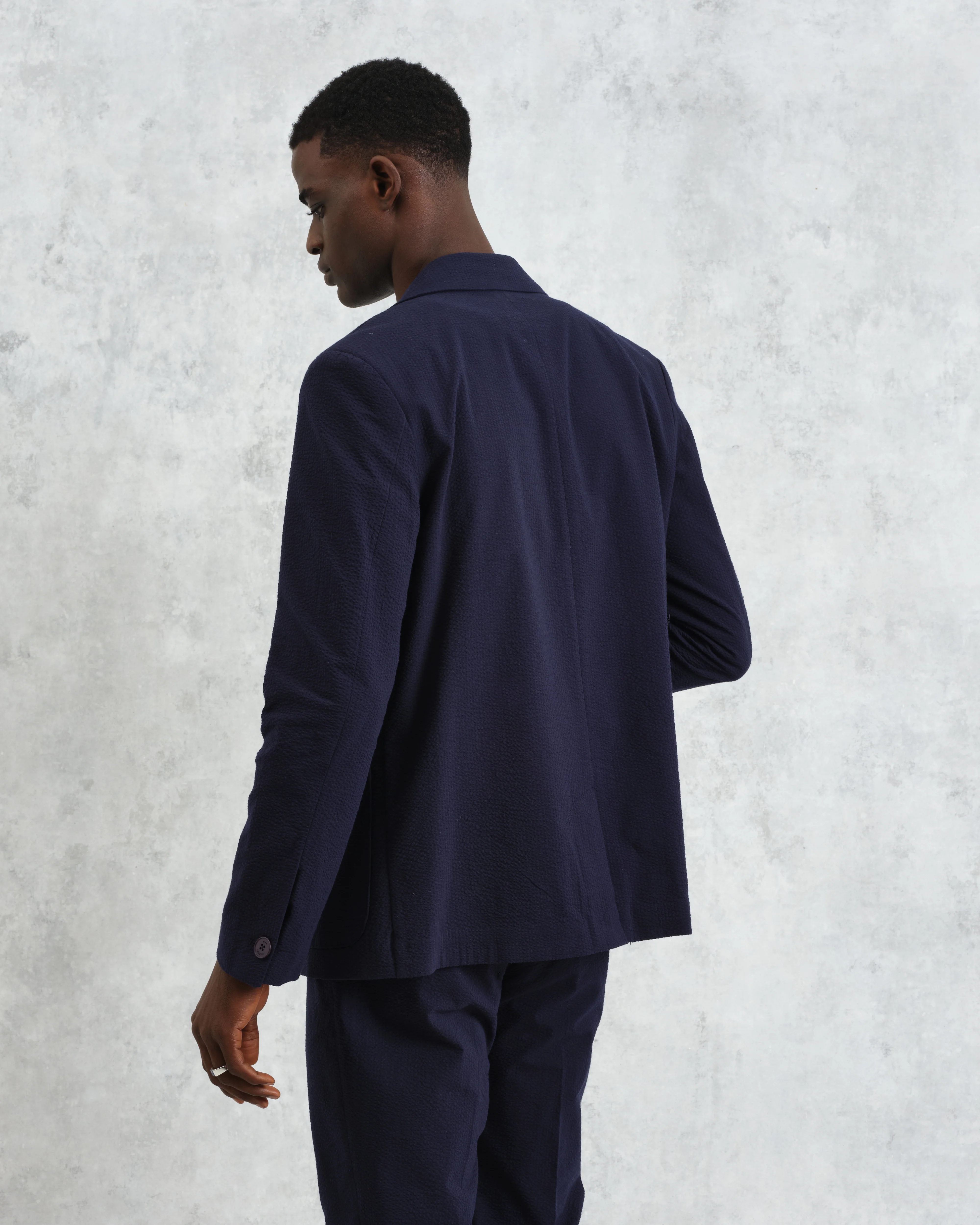 Fintry - Navy Seersucker Blazer - Image 7