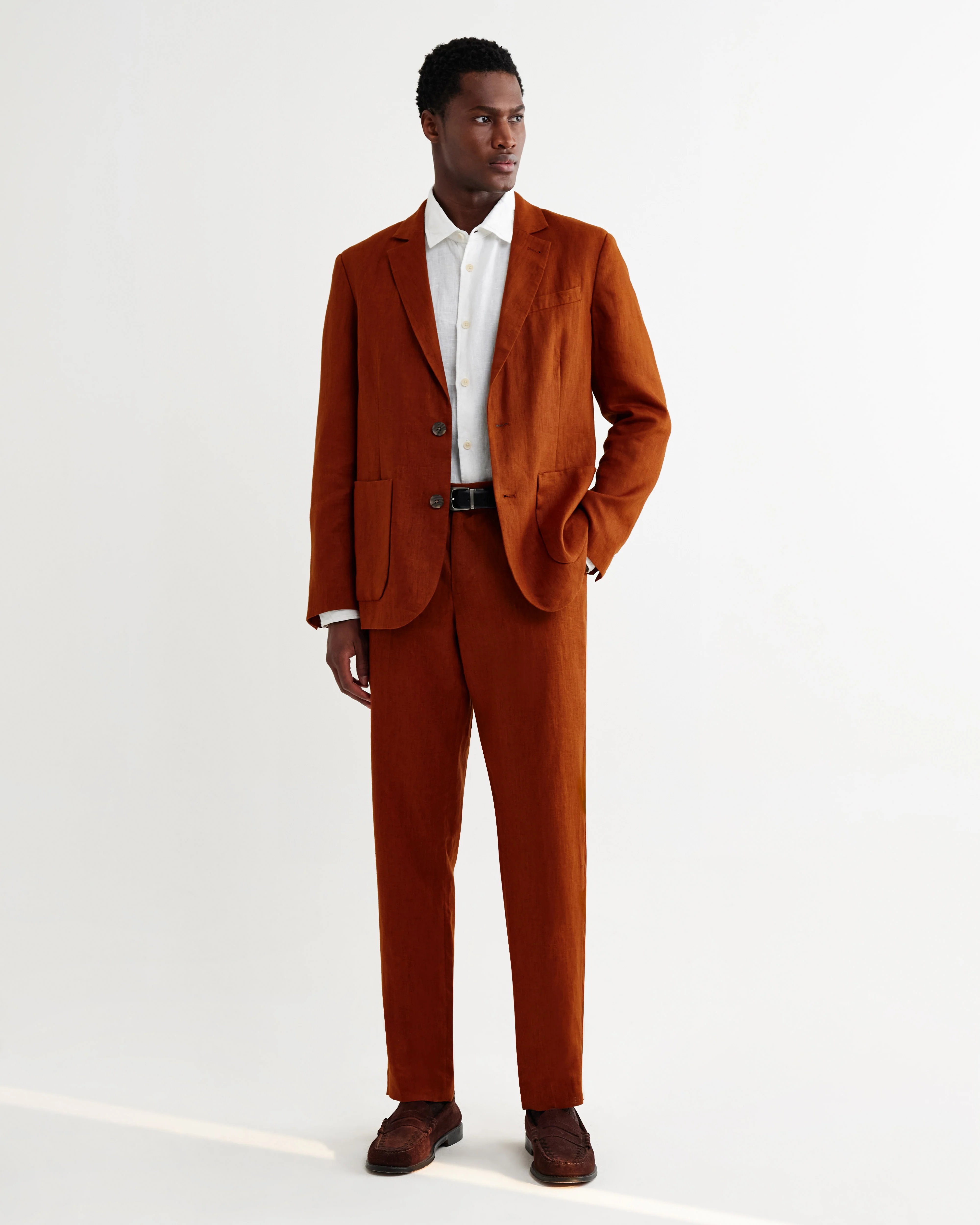 Fintry - Rust Linen Single-Breasted Blazer - Image 6