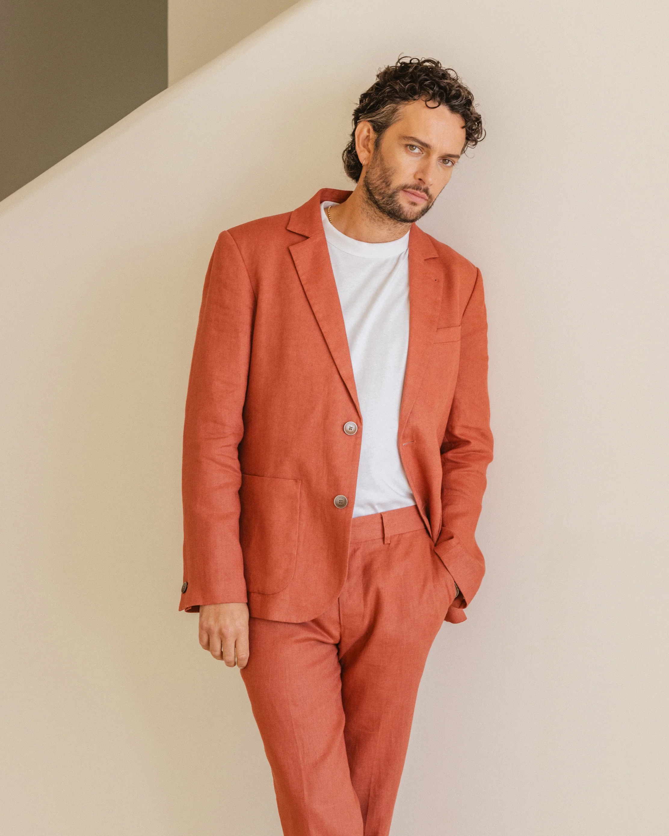 Fintry - Terracotta Linen Blazer - Image 2