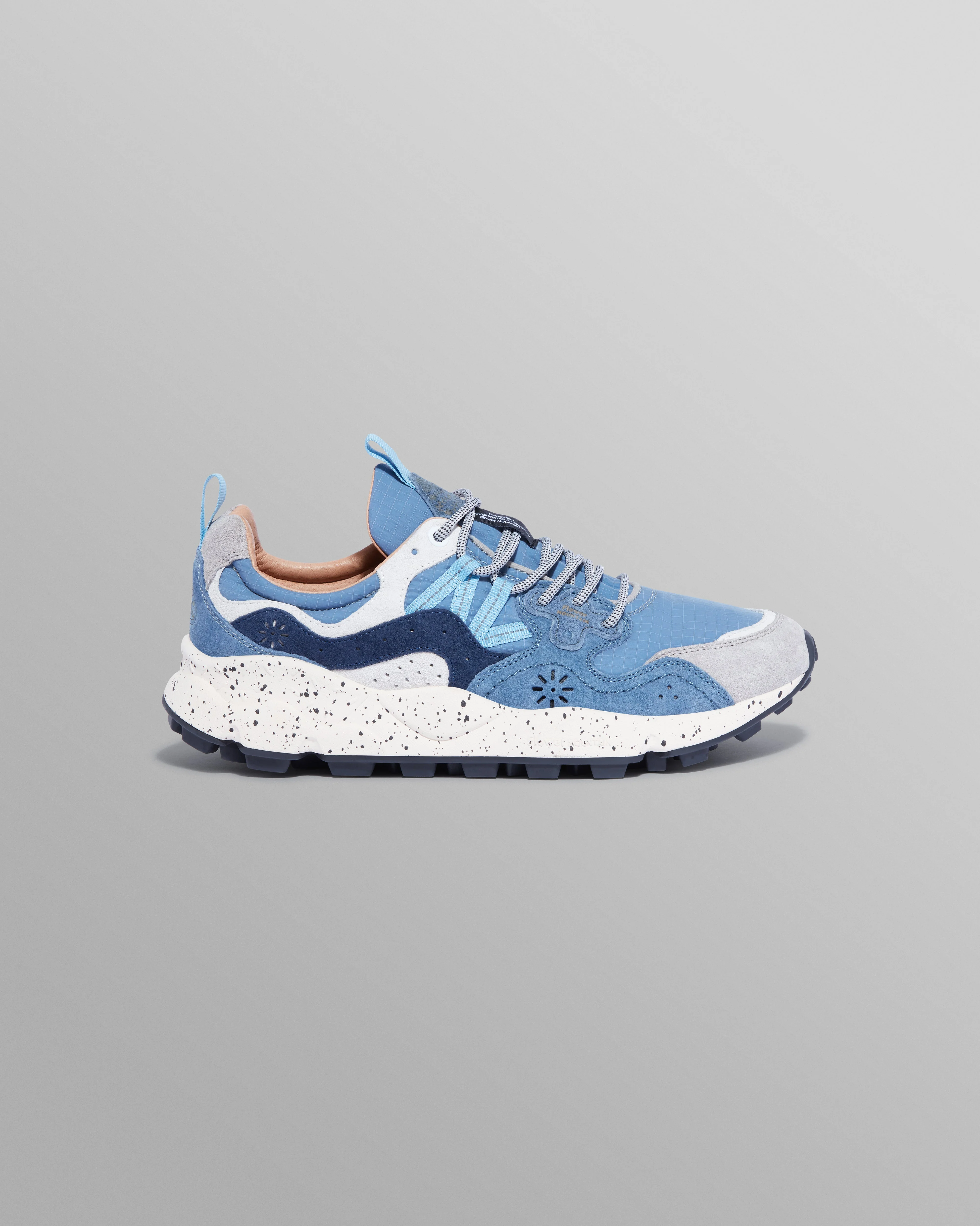 Flower Mountain - Blue Suede And Technical Fabric Trainers