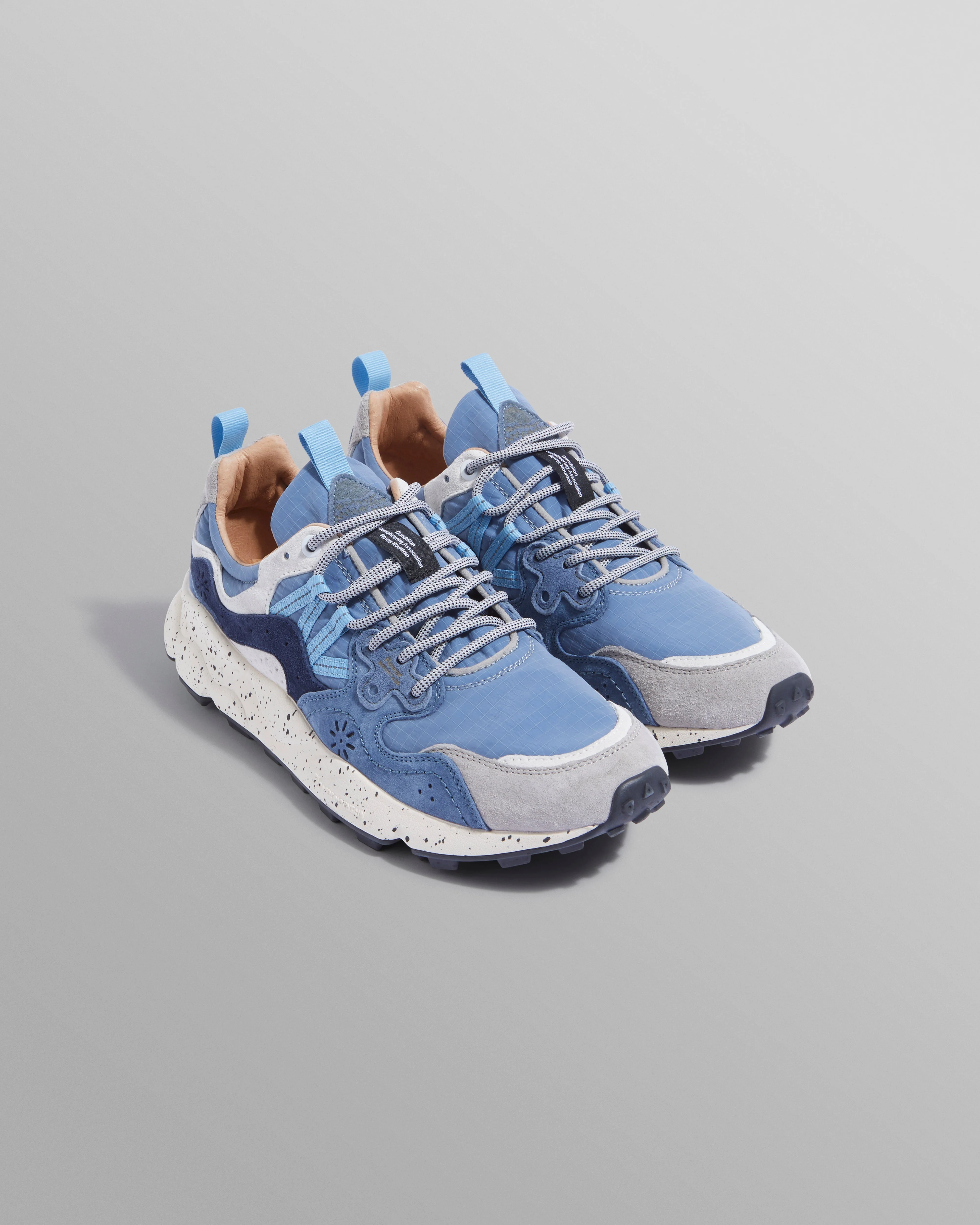 Flower Mountain - Blue Suede And Technical Fabric Trainers - Image 4