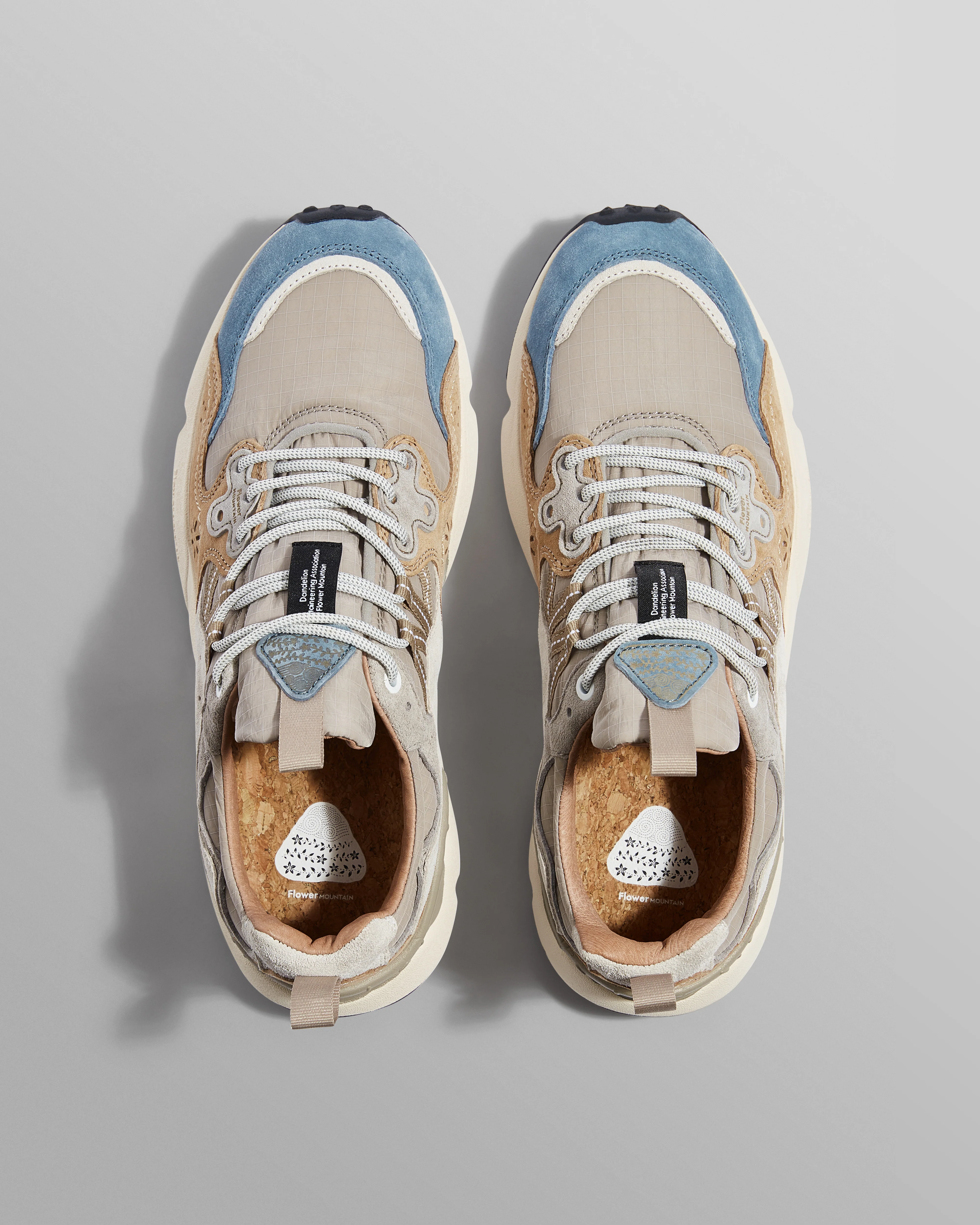 Flower Mountain YAMANO 3 - Grey And Blue Suede And Nylon-Ripstop Trainers - Image 2
