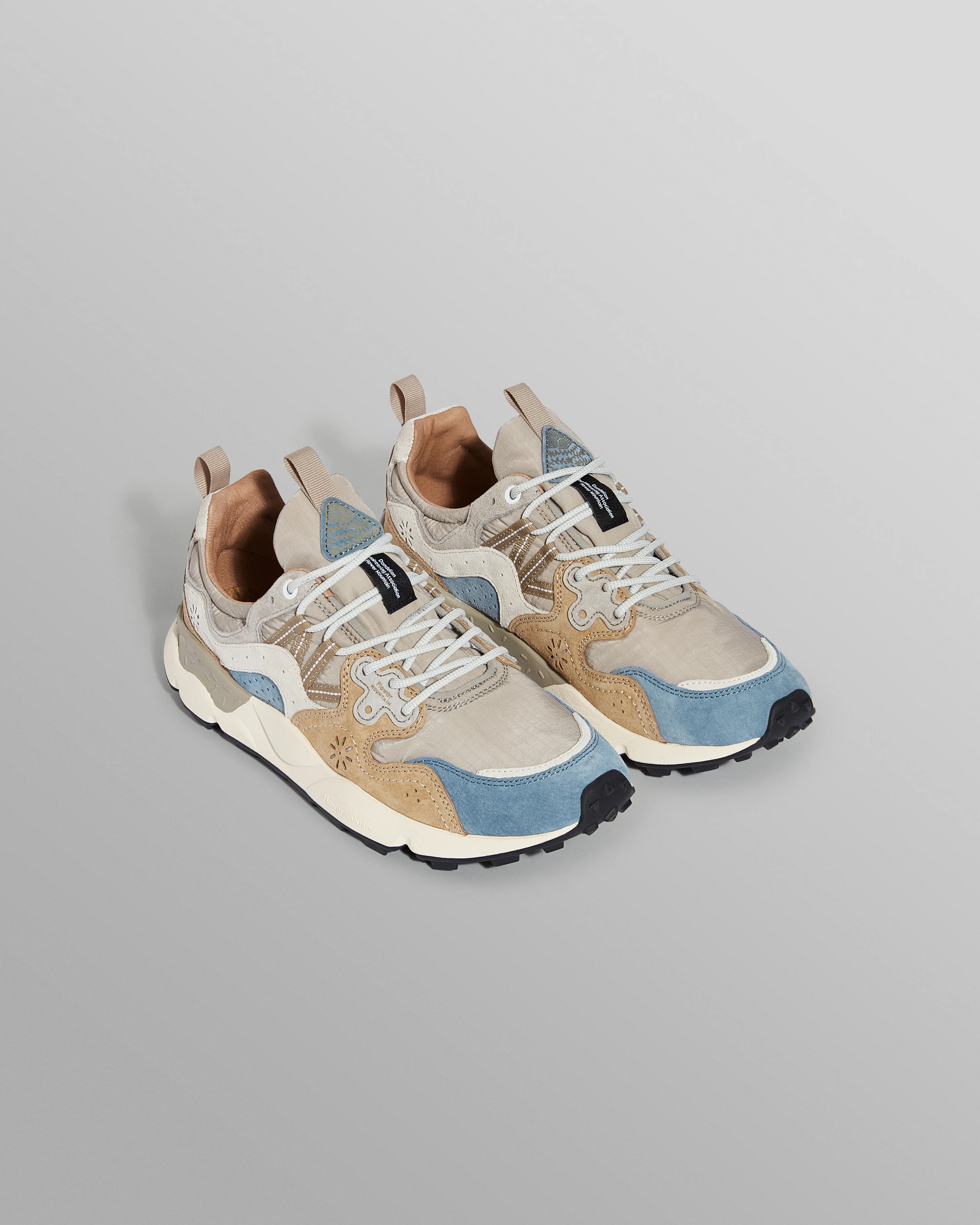 Flower Mountain YAMANO 3 - Grey And Blue Suede And Nylon-Ripstop Trainers - Image 4