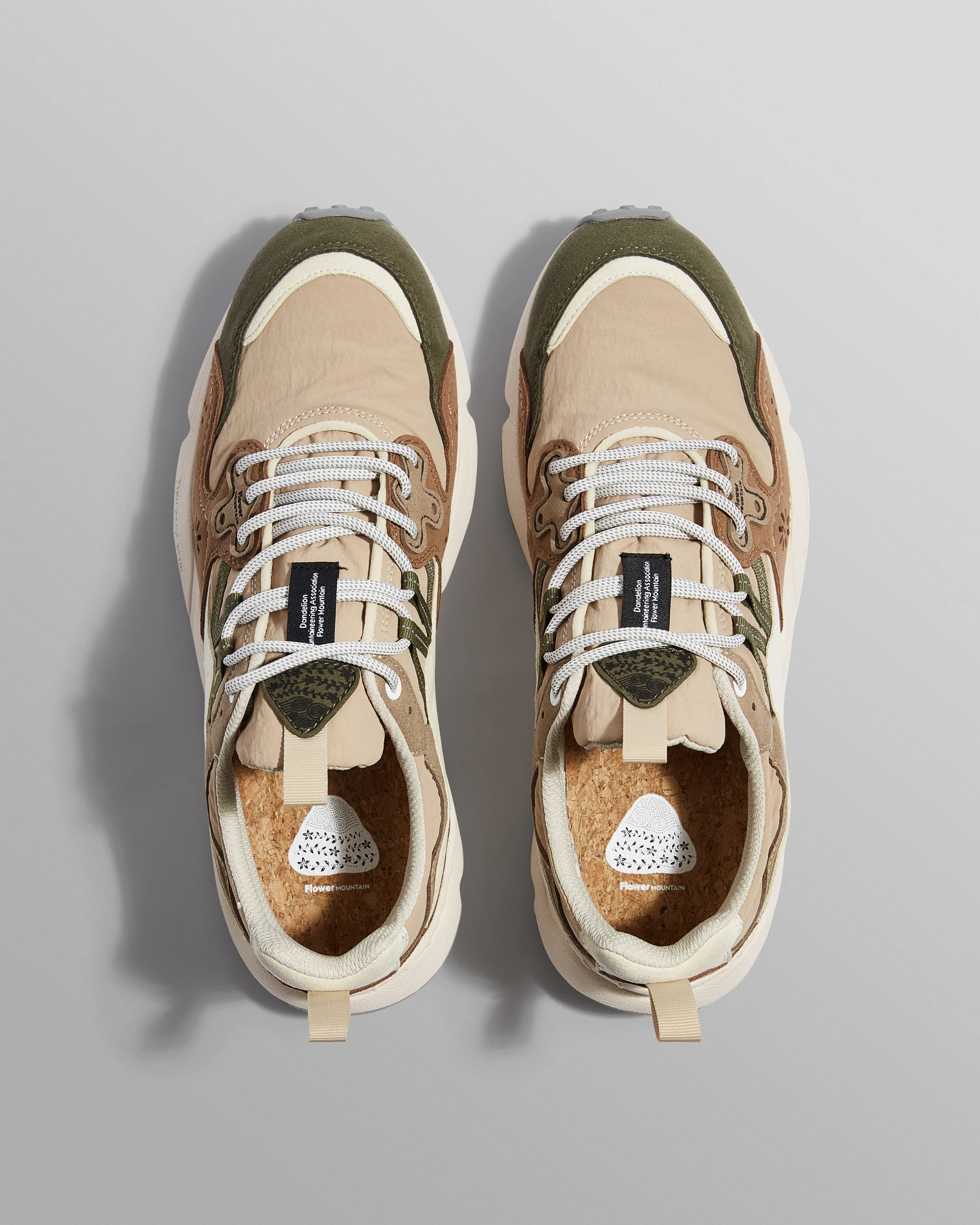 Flower Mountain YAMANO 3 - Khaki And Tan Suede And Nylon Trainers - Image 2