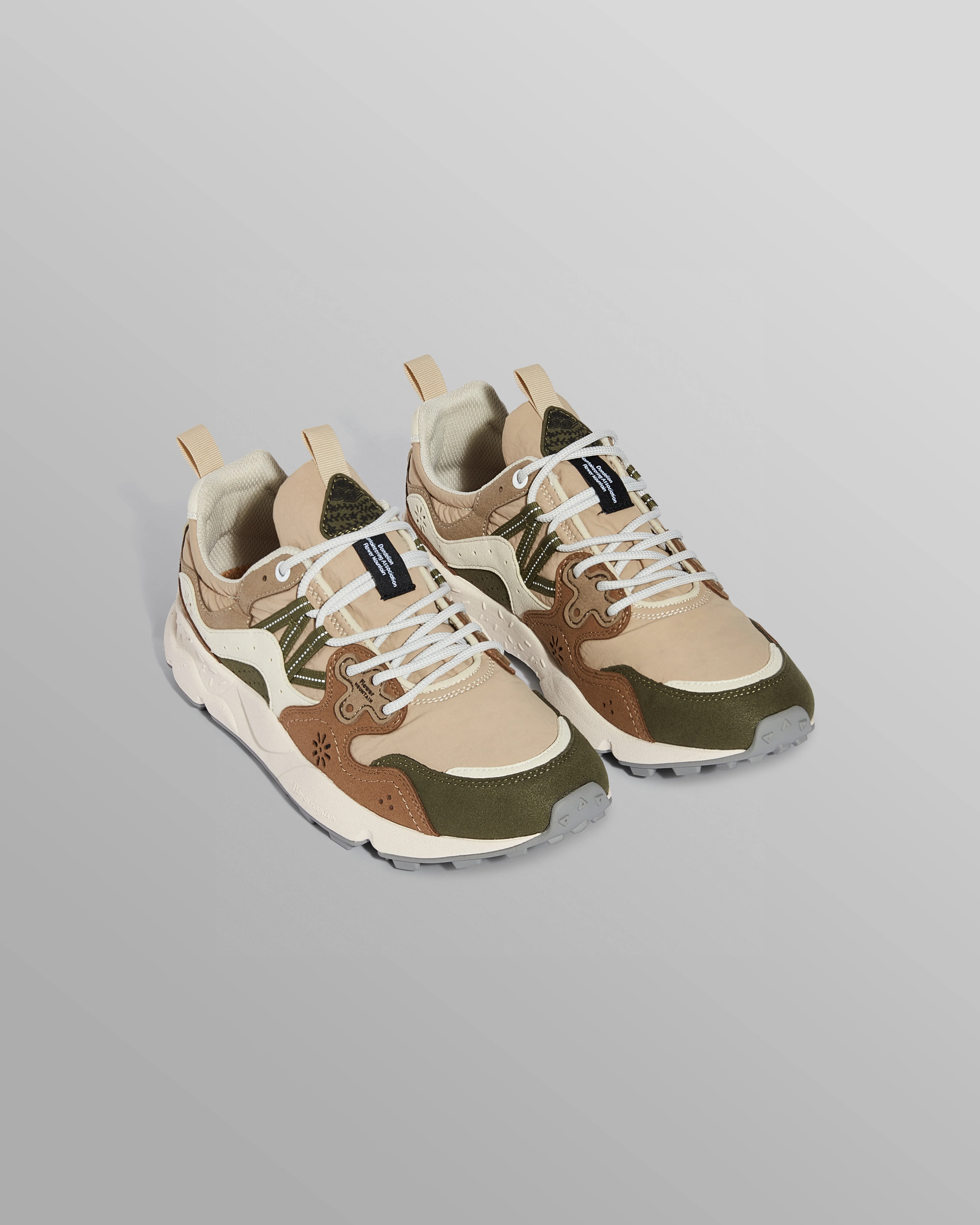 Flower Mountain YAMANO 3 - Khaki And Tan Suede And Nylon Trainers - Image 4