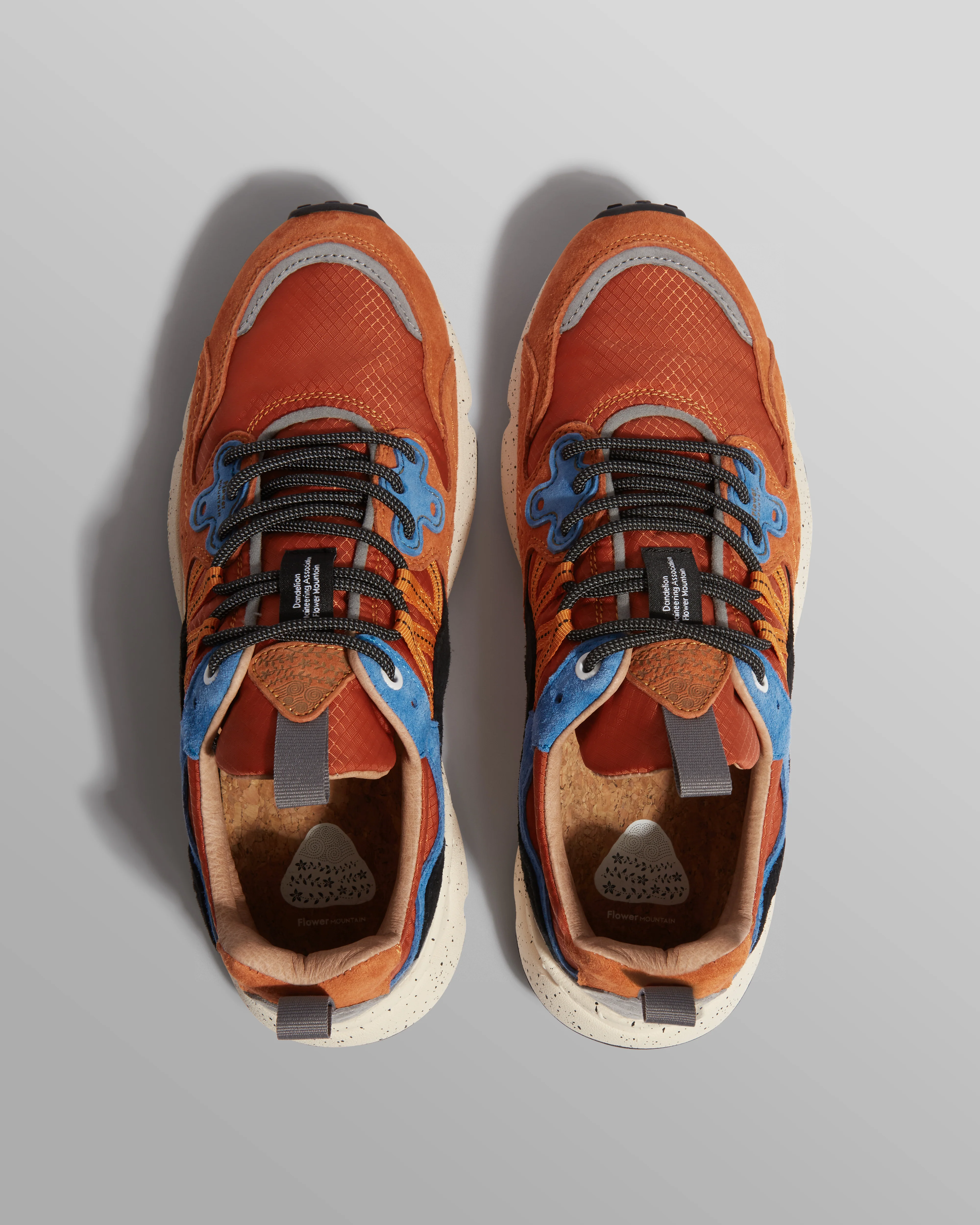 Flower Mountain YAMANO 3 - Warm Coral And Deep Blue Suede And Nylon Trainers - Image 2