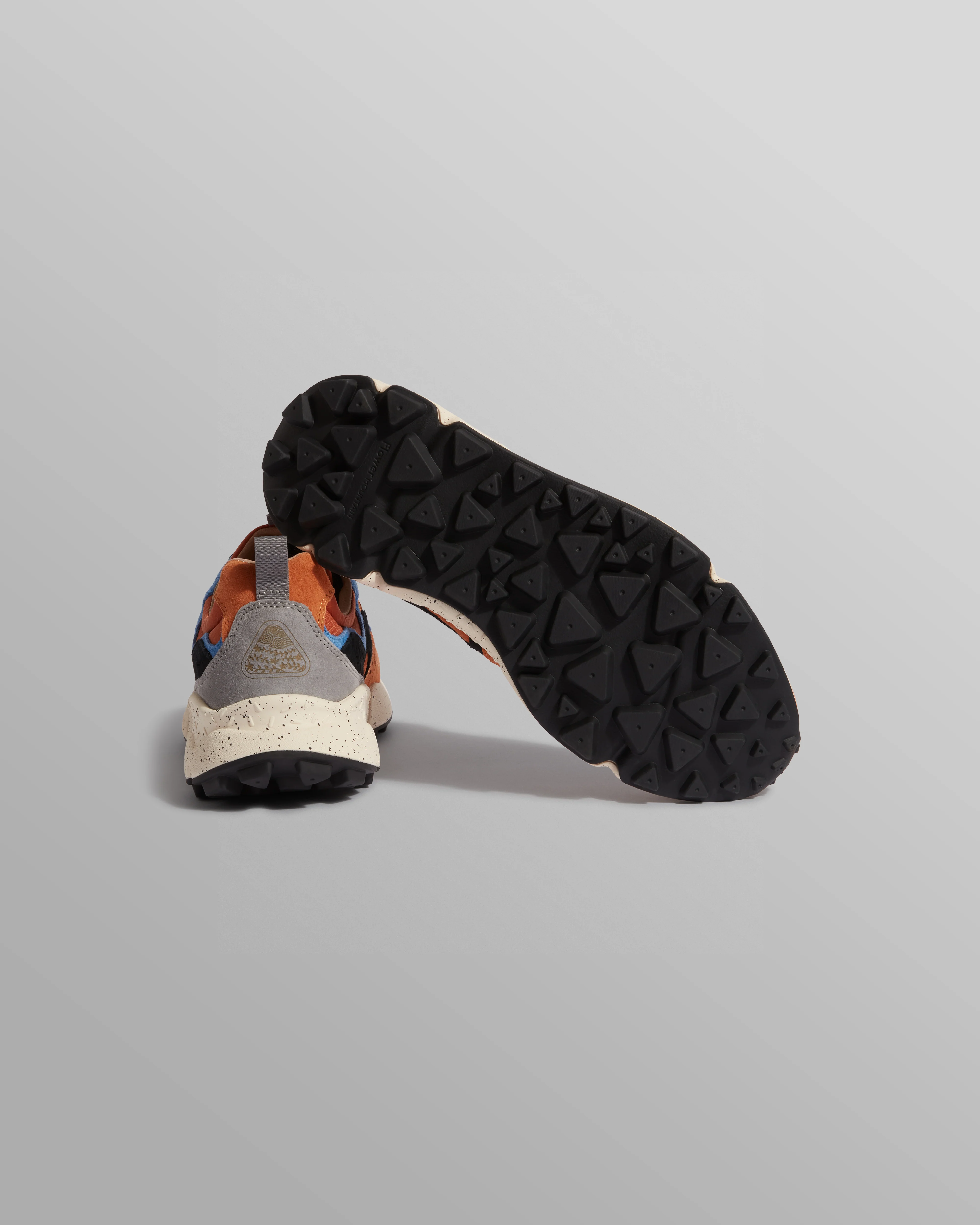 Flower Mountain YAMANO 3 - Warm Coral And Deep Blue Suede And Nylon Trainers - Image 3
