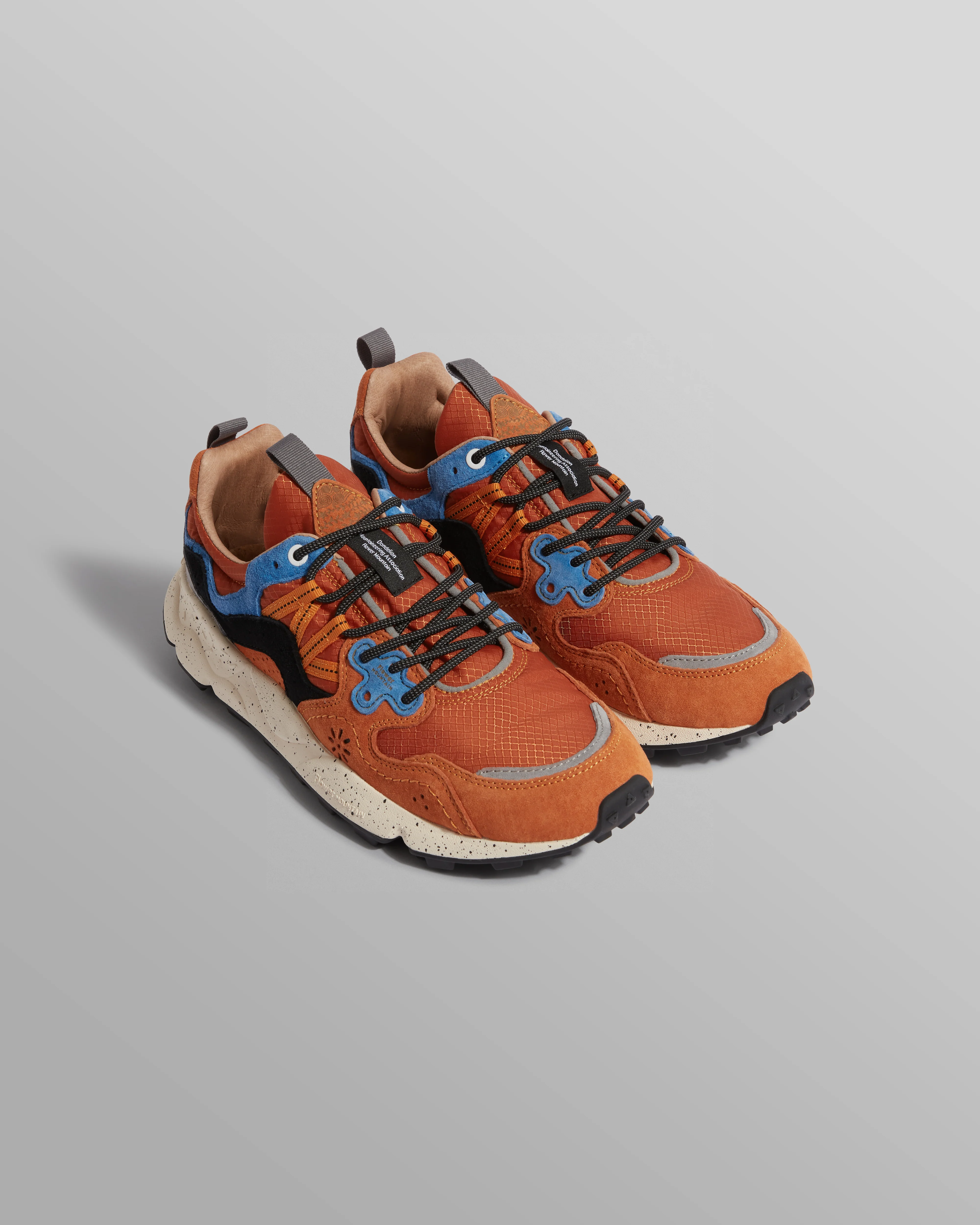 Flower Mountain YAMANO 3 - Warm Coral And Deep Blue Suede And Nylon Trainers - Image 4