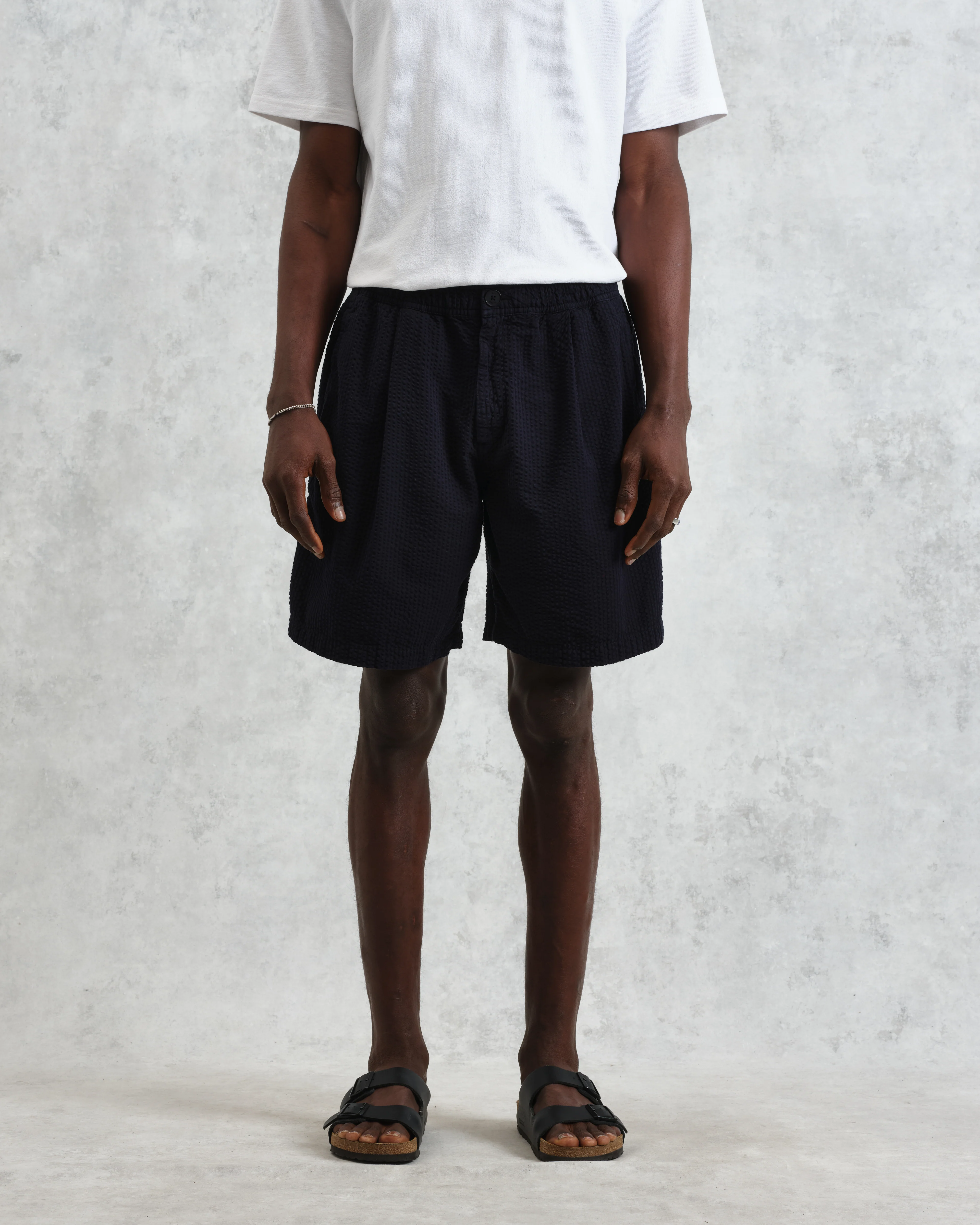 Fuller - Navy Cotton Seersucker Shorts - Image 4